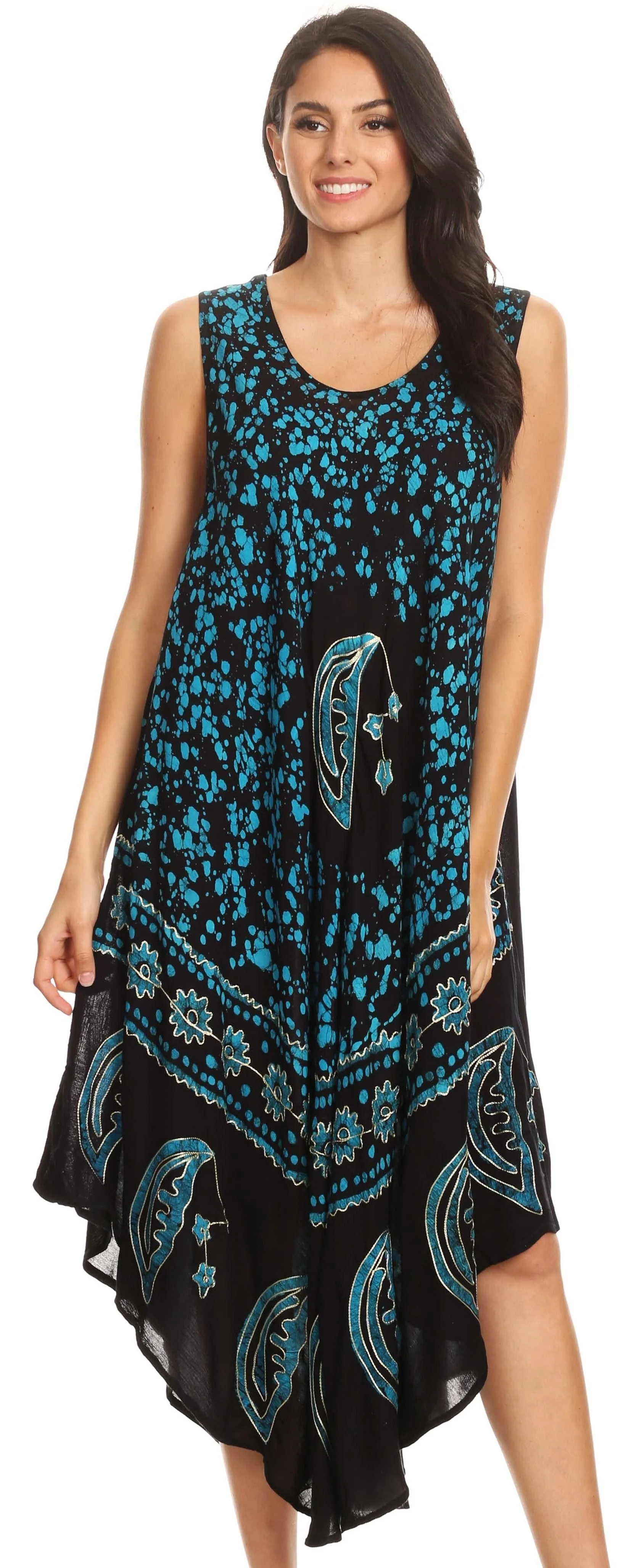 Sakkas Moon and Stars Batik Caftan Tank Dress / Cover Up - Image 125