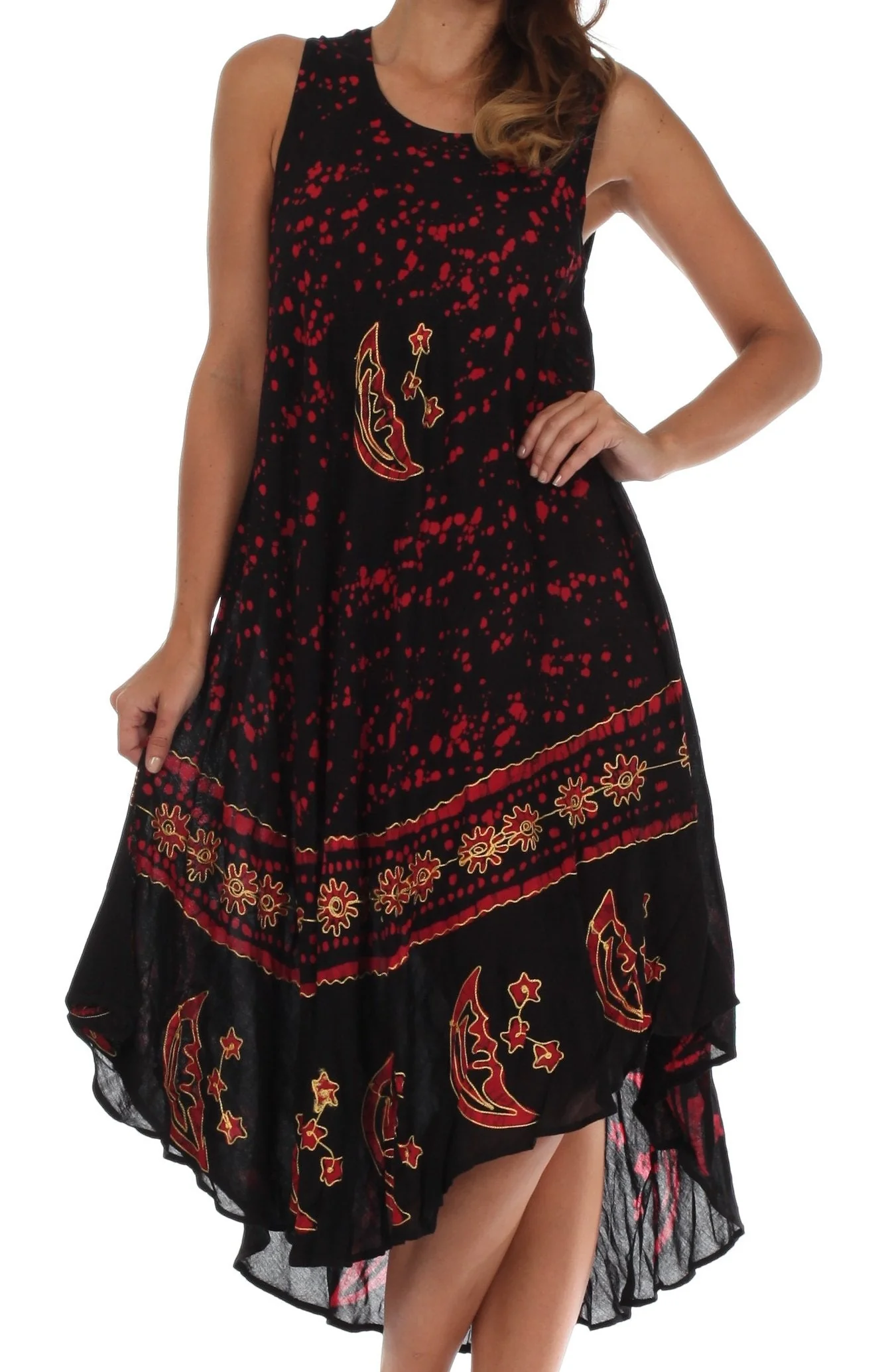 Sakkas Moon and Stars Batik Caftan Tank Dress / Cover Up - Image 13