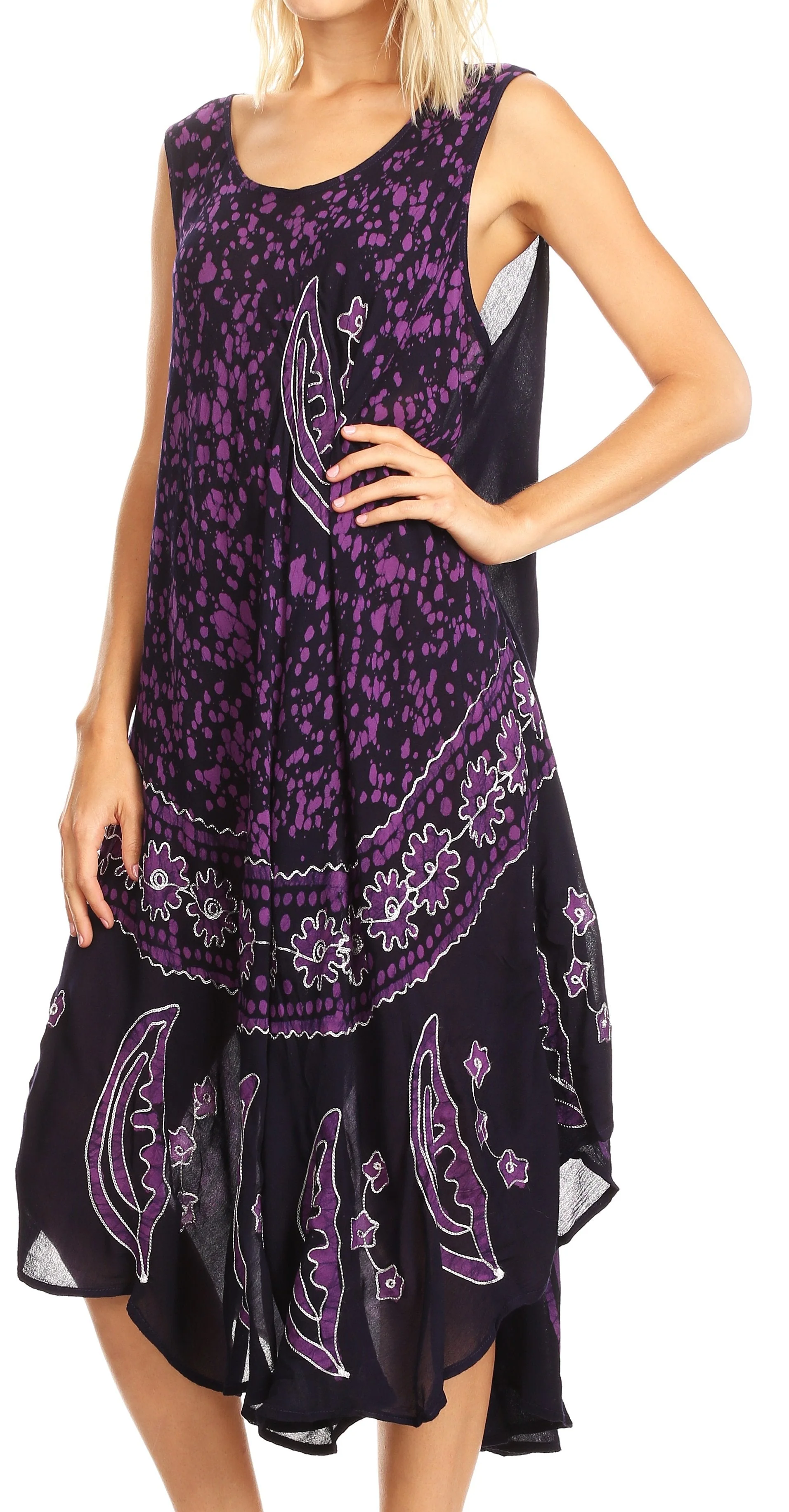 Sakkas Moon and Stars Batik Caftan Tank Dress / Cover Up - Image 144