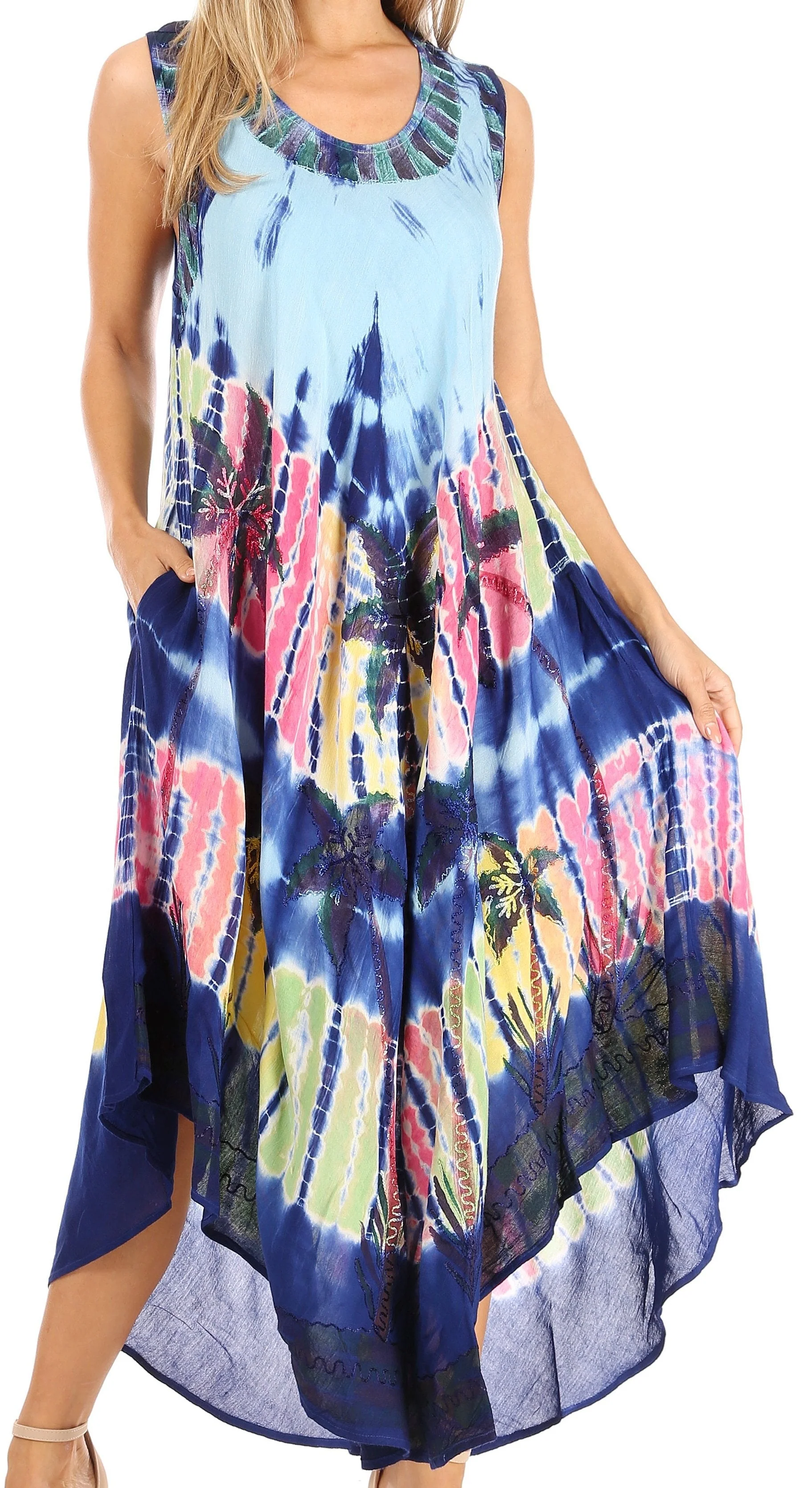 Sakkas Moon and Stars Batik Caftan Tank Dress / Cover Up - Image 146