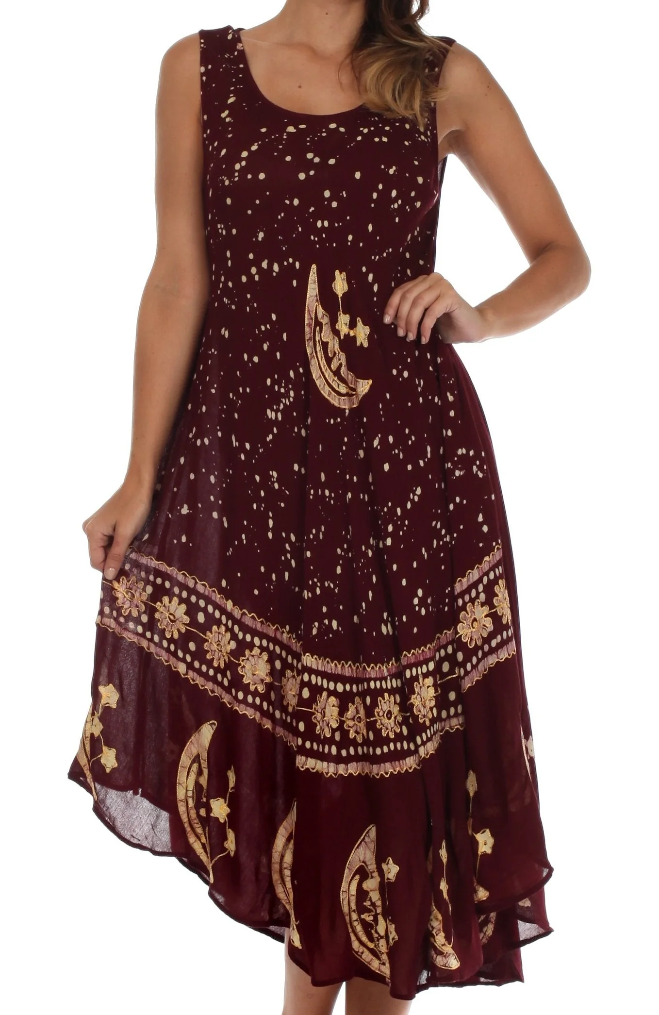 Sakkas Moon and Stars Batik Caftan Tank Dress / Cover Up - Image 37