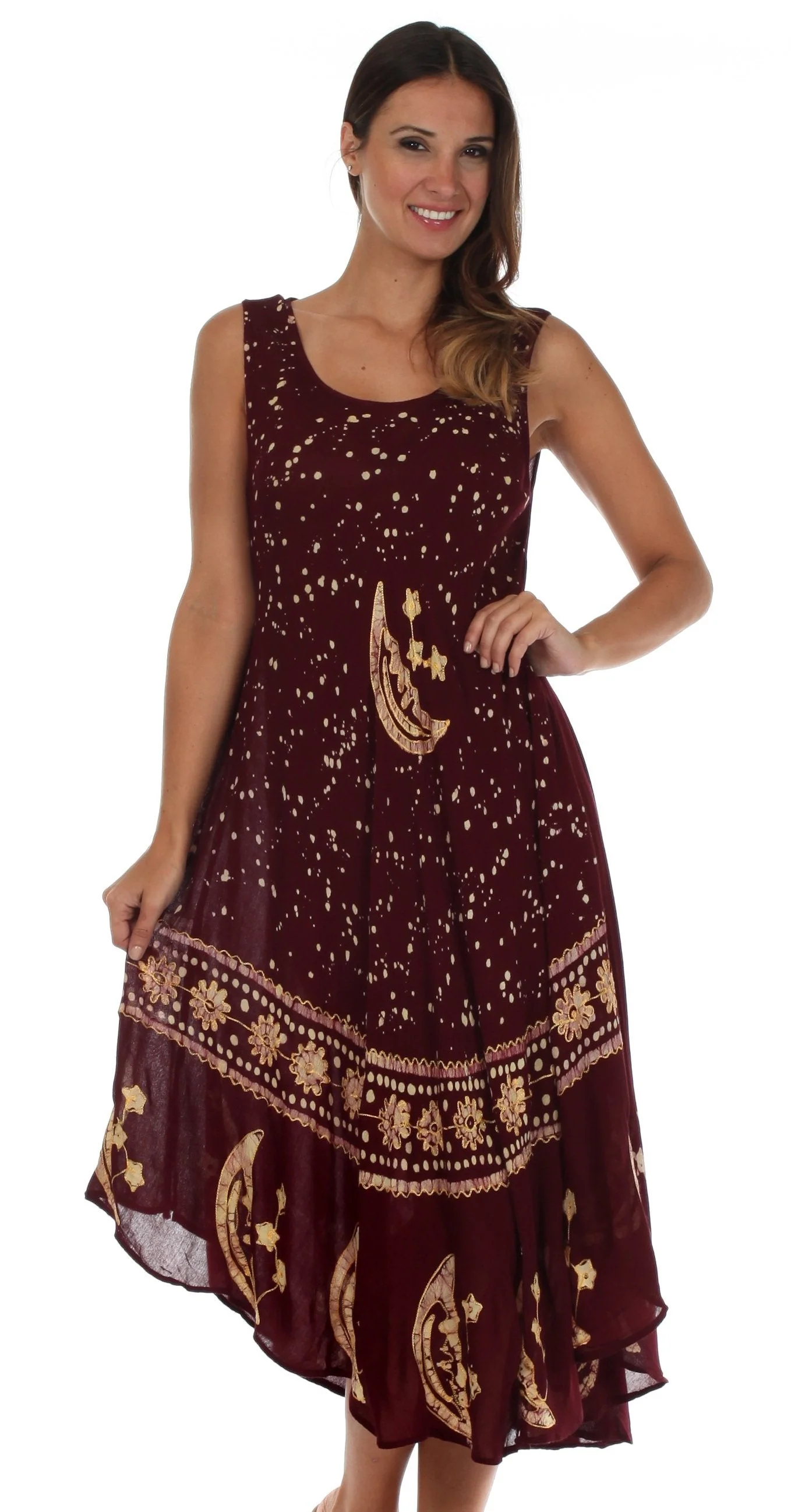 Sakkas Moon and Stars Batik Caftan Tank Dress / Cover Up - Image 41