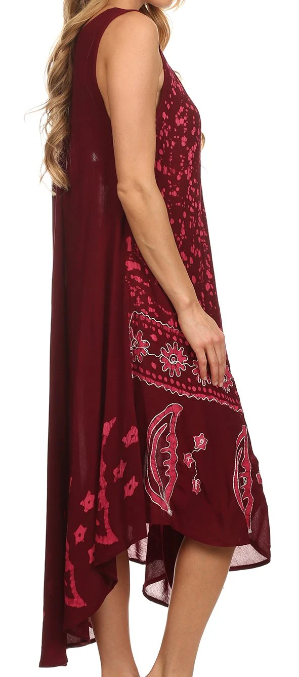 Sakkas Moon and Stars Batik Caftan Tank Dress / Cover Up - Image 51