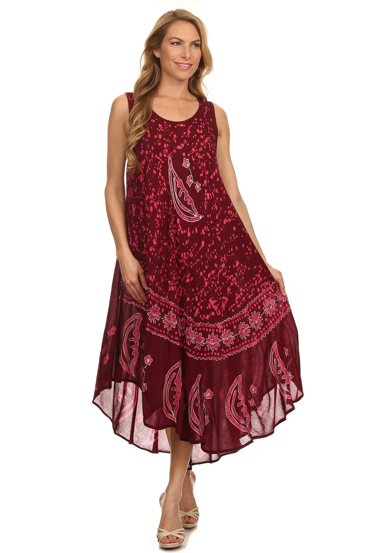 Sakkas Moon and Stars Batik Caftan Tank Dress / Cover Up - Image 53