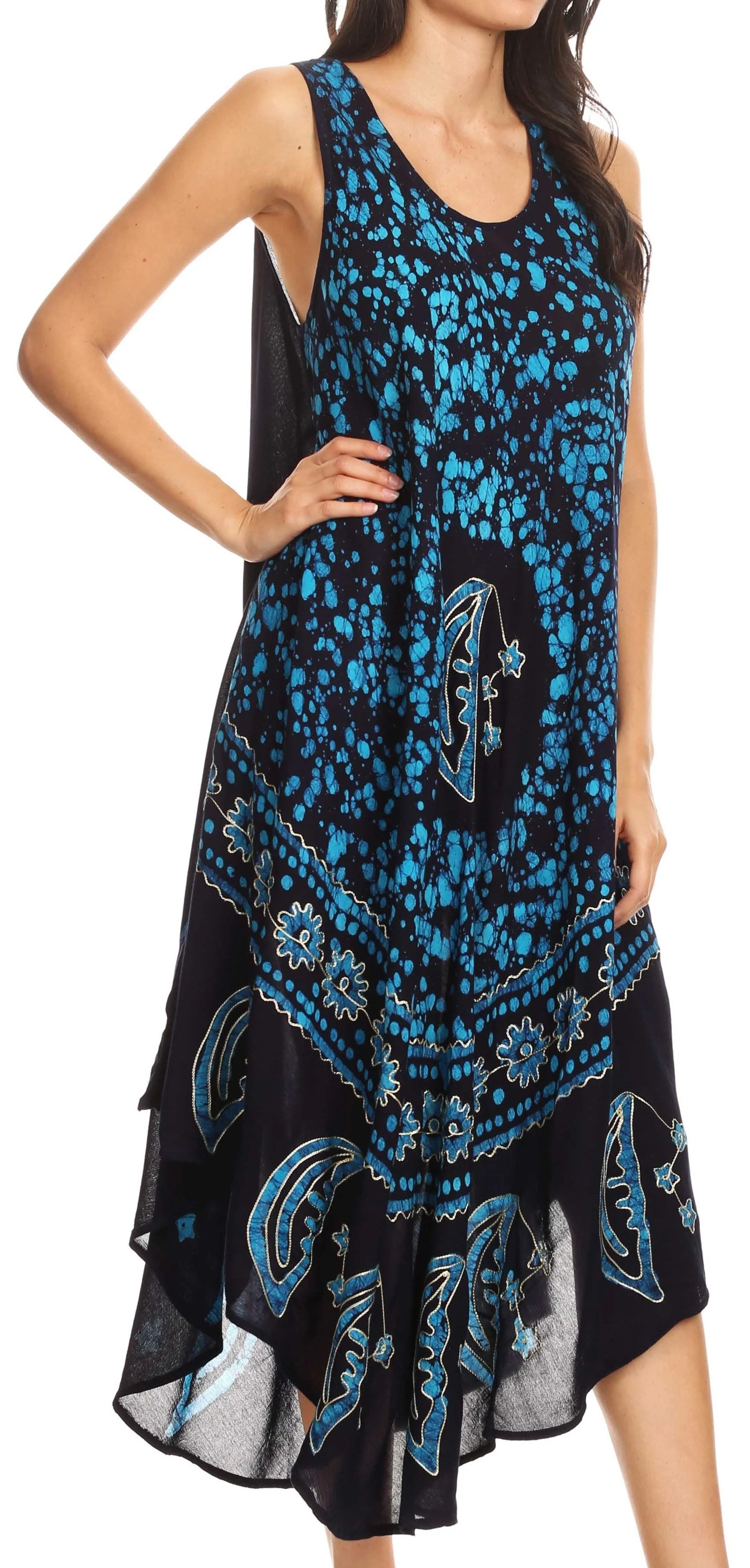Sakkas Moon and Stars Batik Caftan Tank Dress / Cover Up - Image 79