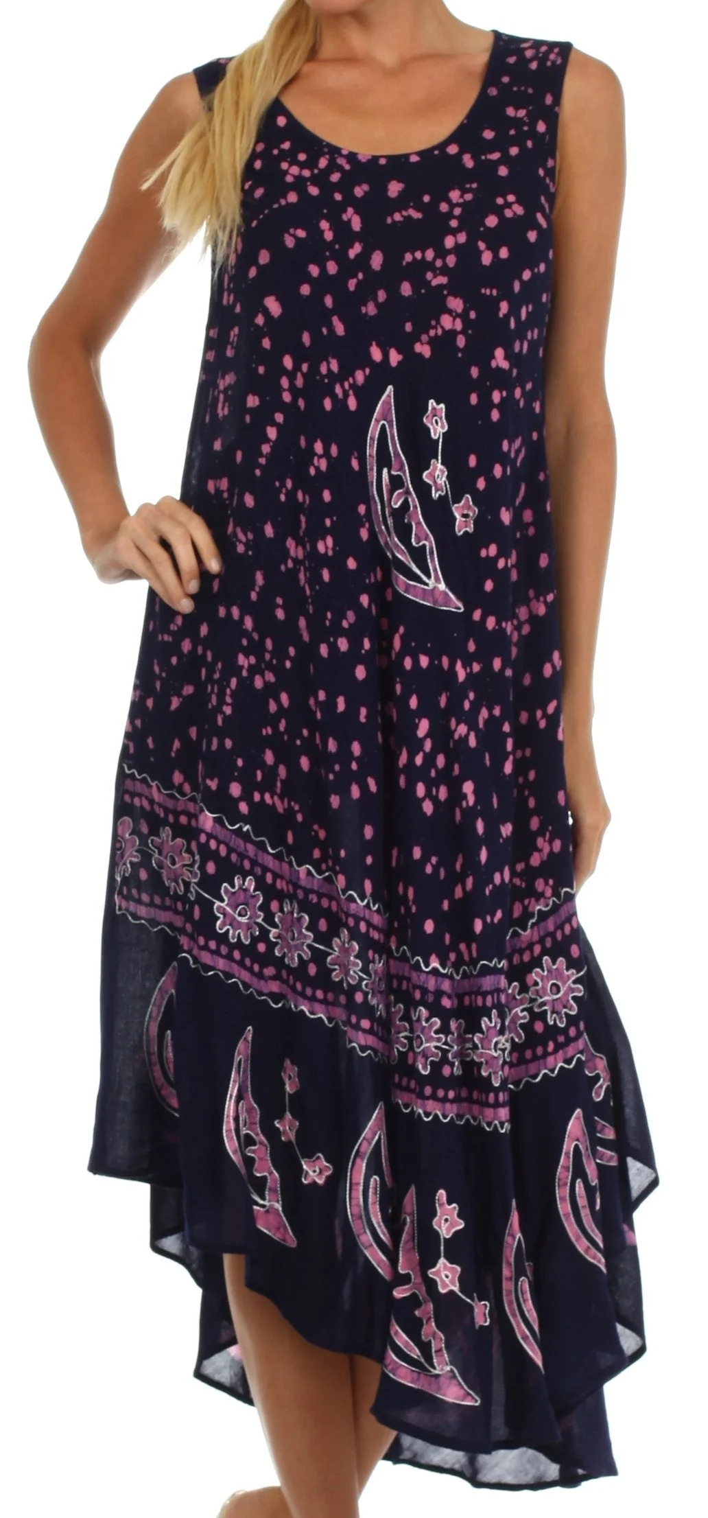Sakkas Moon and Stars Batik Caftan Tank Dress / Cover Up - Image 81
