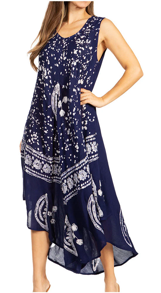 Sakkas Moon and Stars Batik Caftan Tank Dress / Cover Up - Image 93