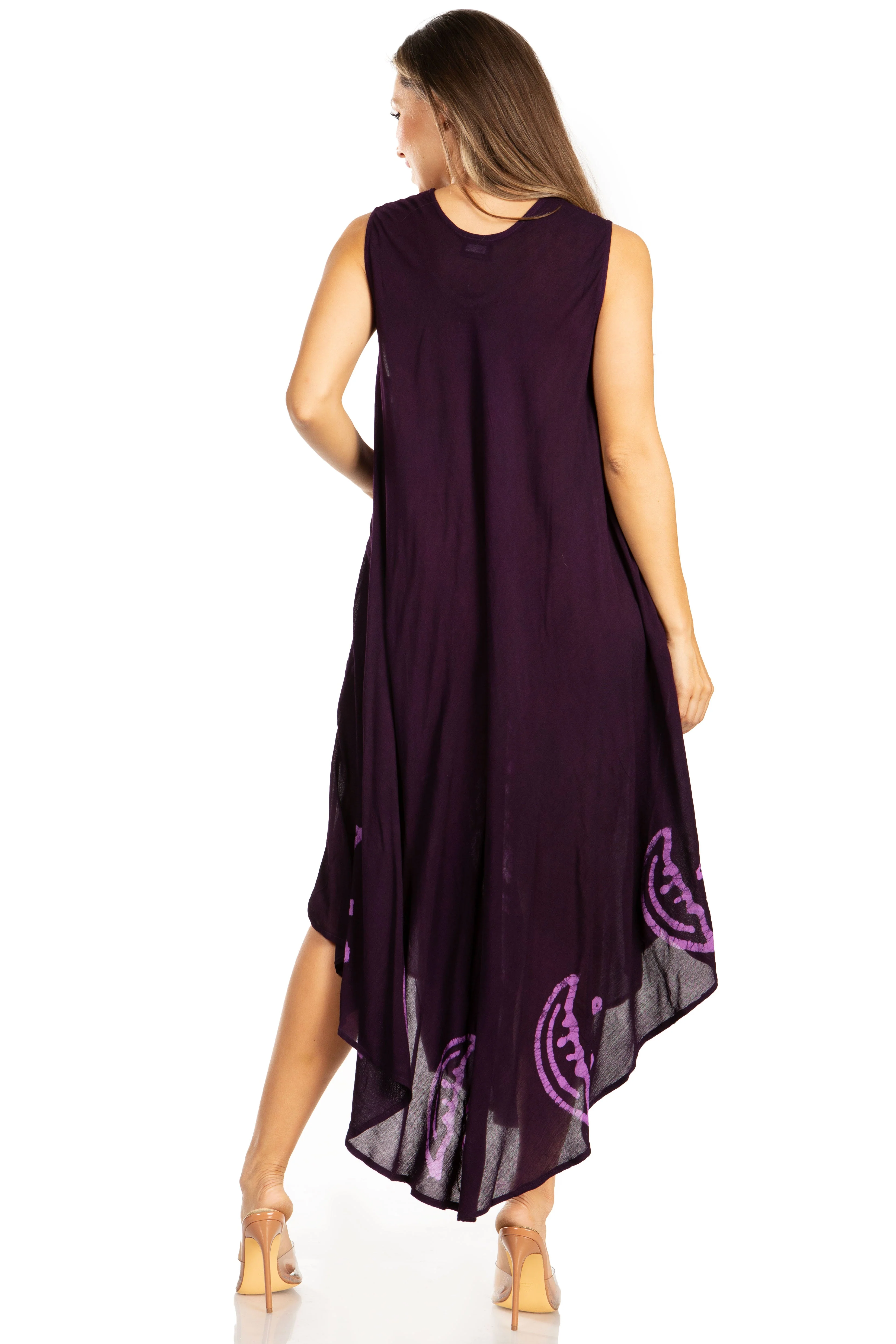 Sakkas Moon and Stars Batik Caftan Tank Dress / Cover Up - Image 99
