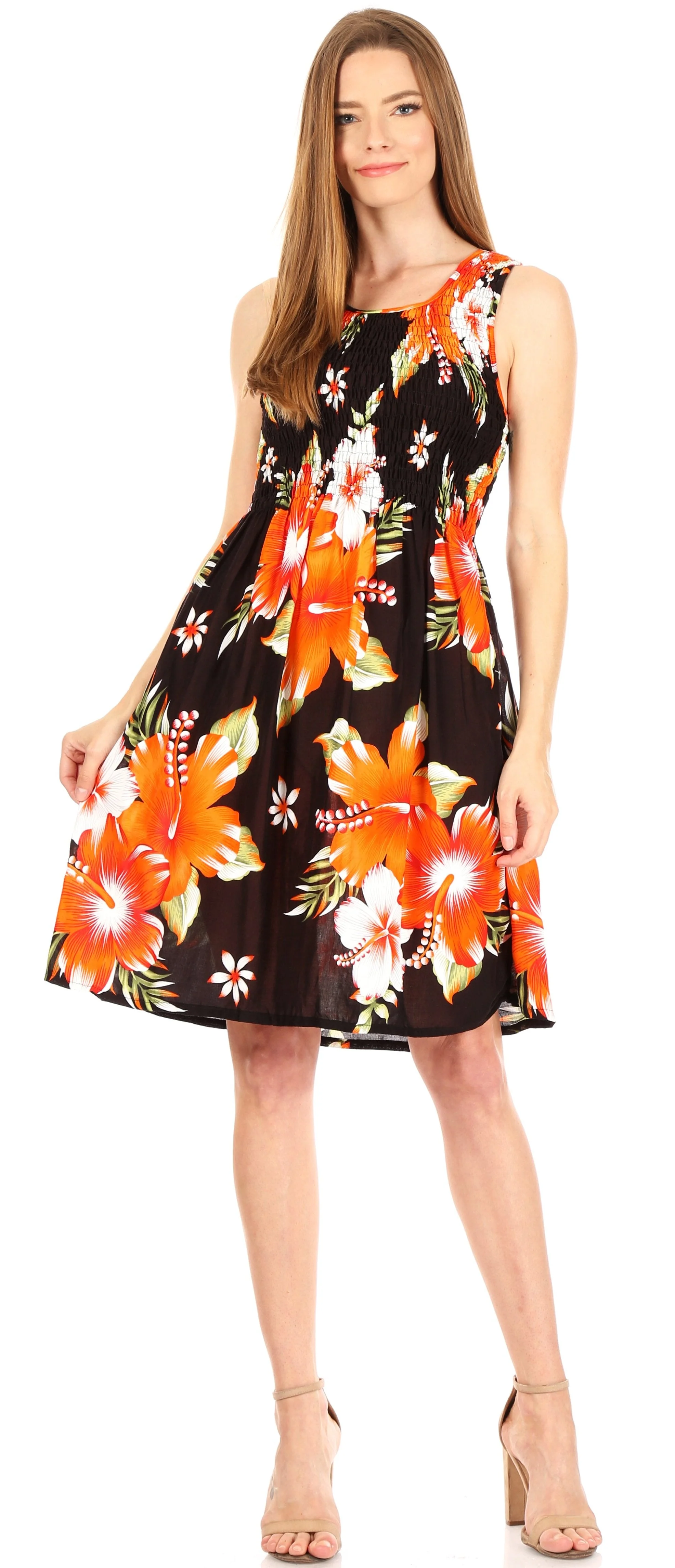 Sakkas Murni Women's Casual Summer Cocktail Elastic Stretchy Floral Print Dress - Image 15