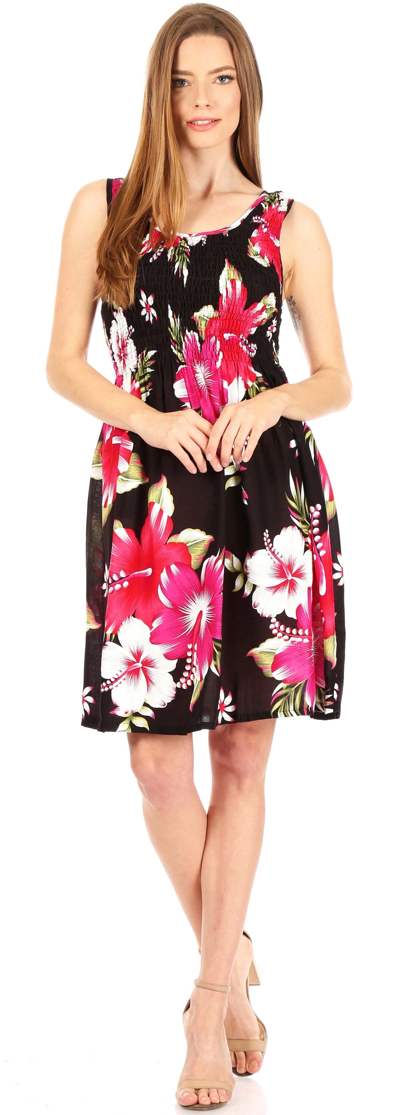Sakkas Murni Women's Casual Summer Cocktail Elastic Stretchy Floral Print Dress - Image 20