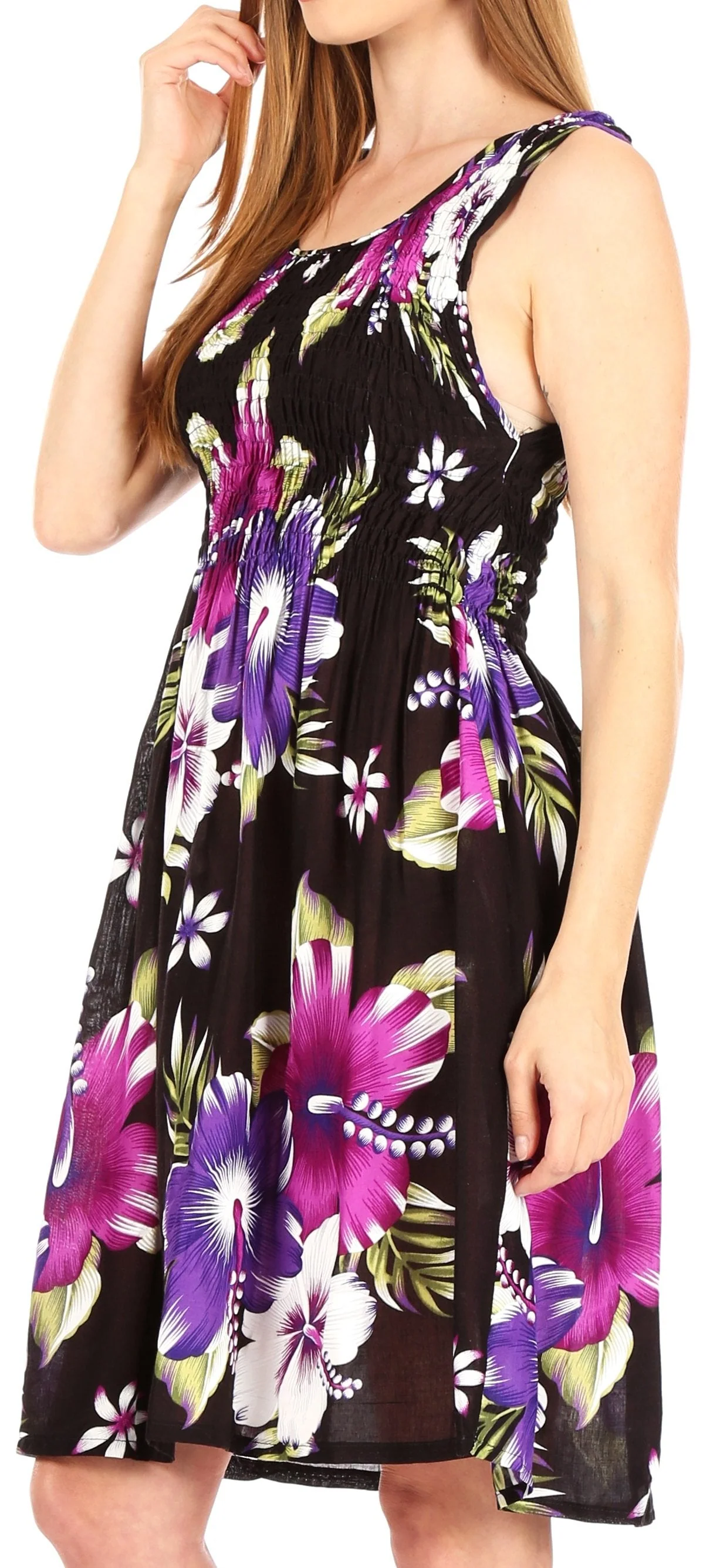 Sakkas Murni Women's Casual Summer Cocktail Elastic Stretchy Floral Print Dress - Image 23