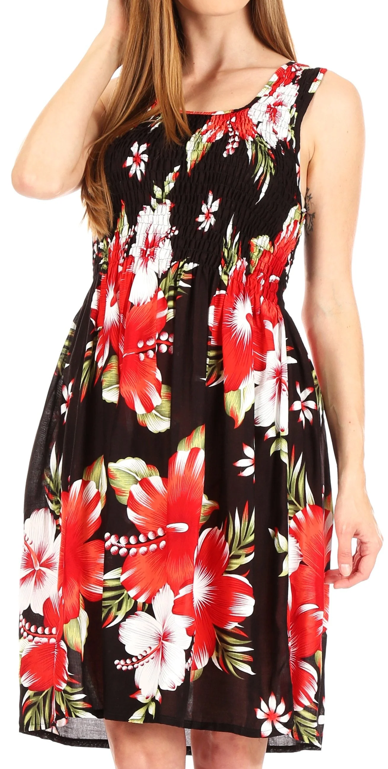 Sakkas Murni Women's Casual Summer Cocktail Elastic Stretchy Floral Print Dress - Image 26
