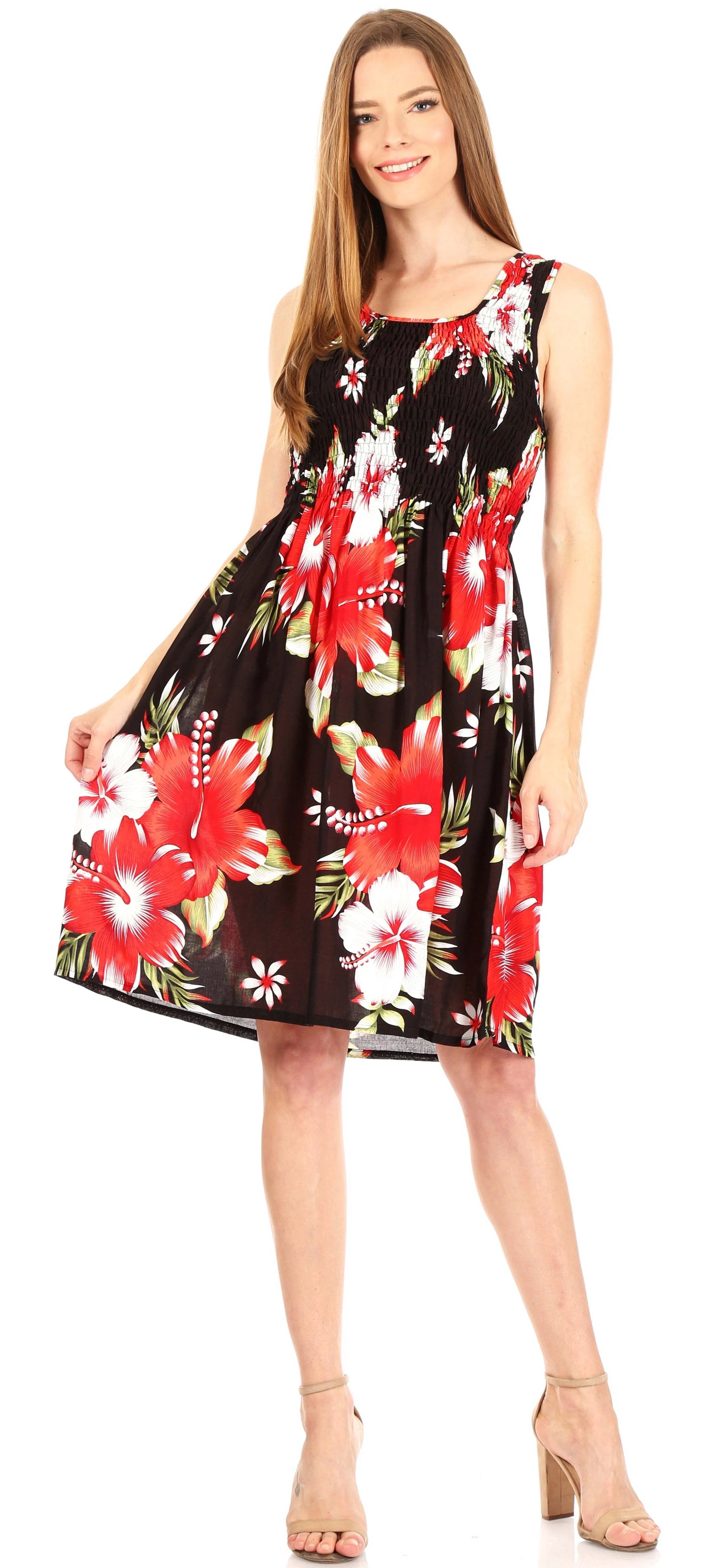 Sakkas Murni Women's Casual Summer Cocktail Elastic Stretchy Floral Print Dress - Image 30
