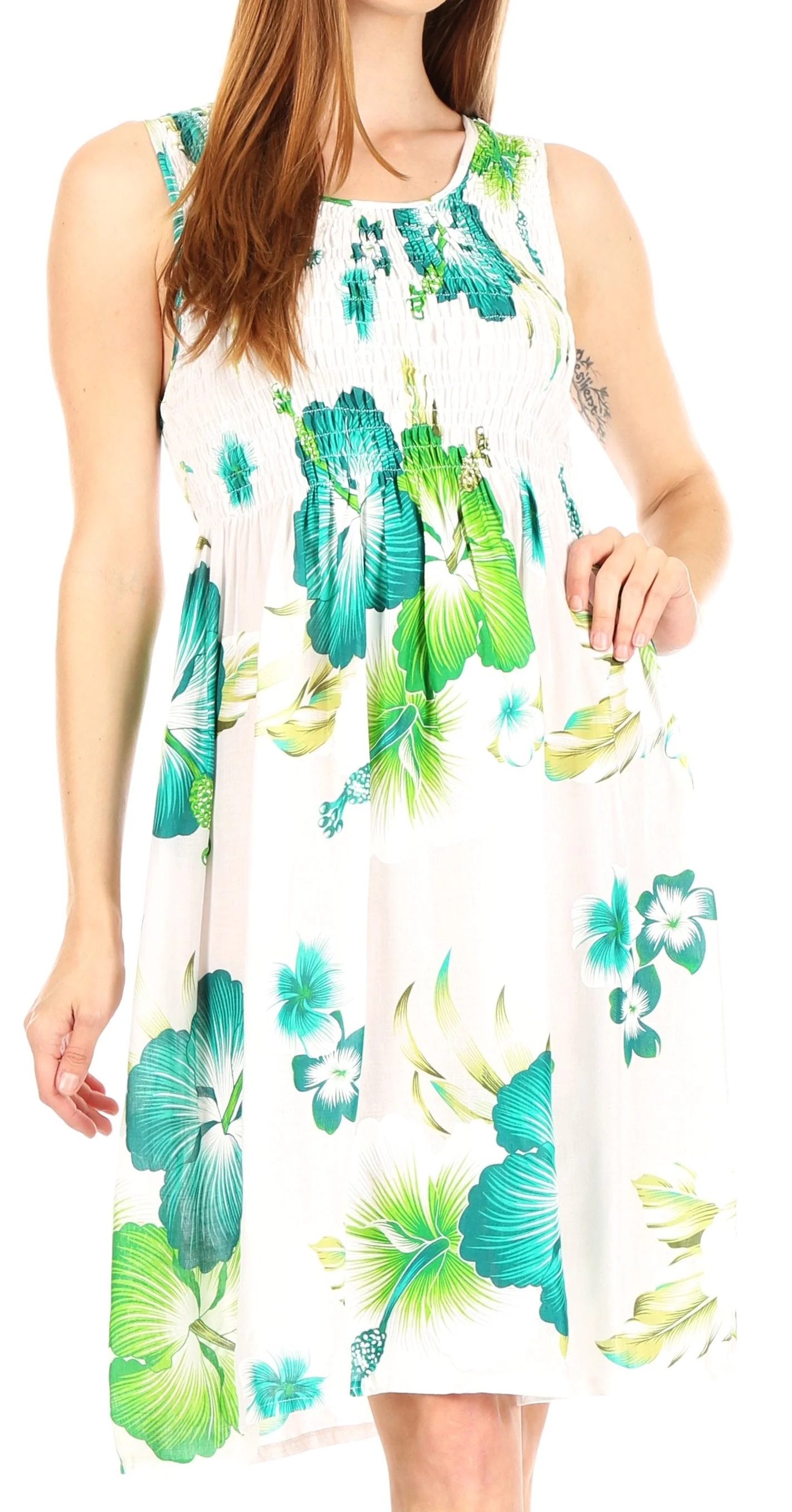 Sakkas Murni Women's Casual Summer Cocktail Elastic Stretchy Floral Print Dress - Image 36