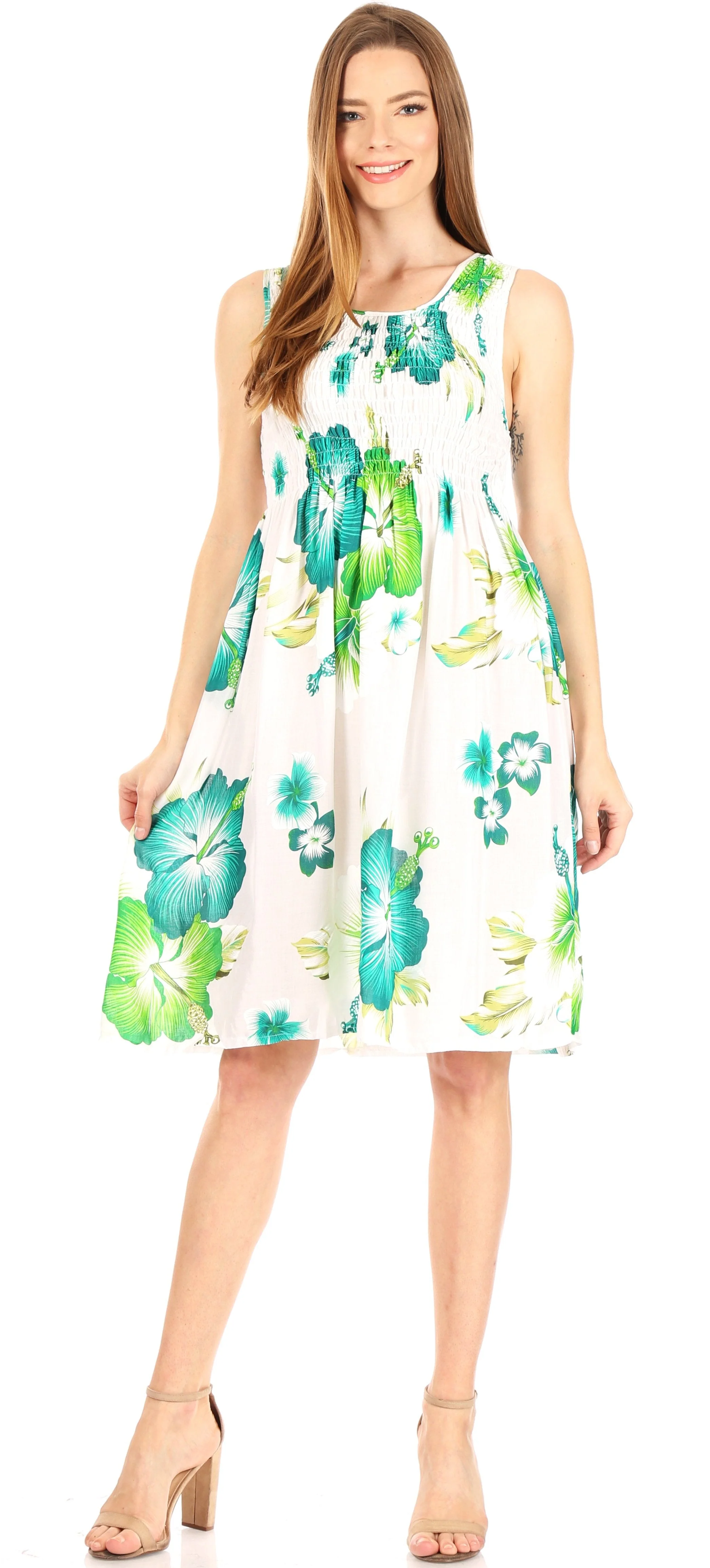 Sakkas Murni Women's Casual Summer Cocktail Elastic Stretchy Floral Print Dress - Image 40