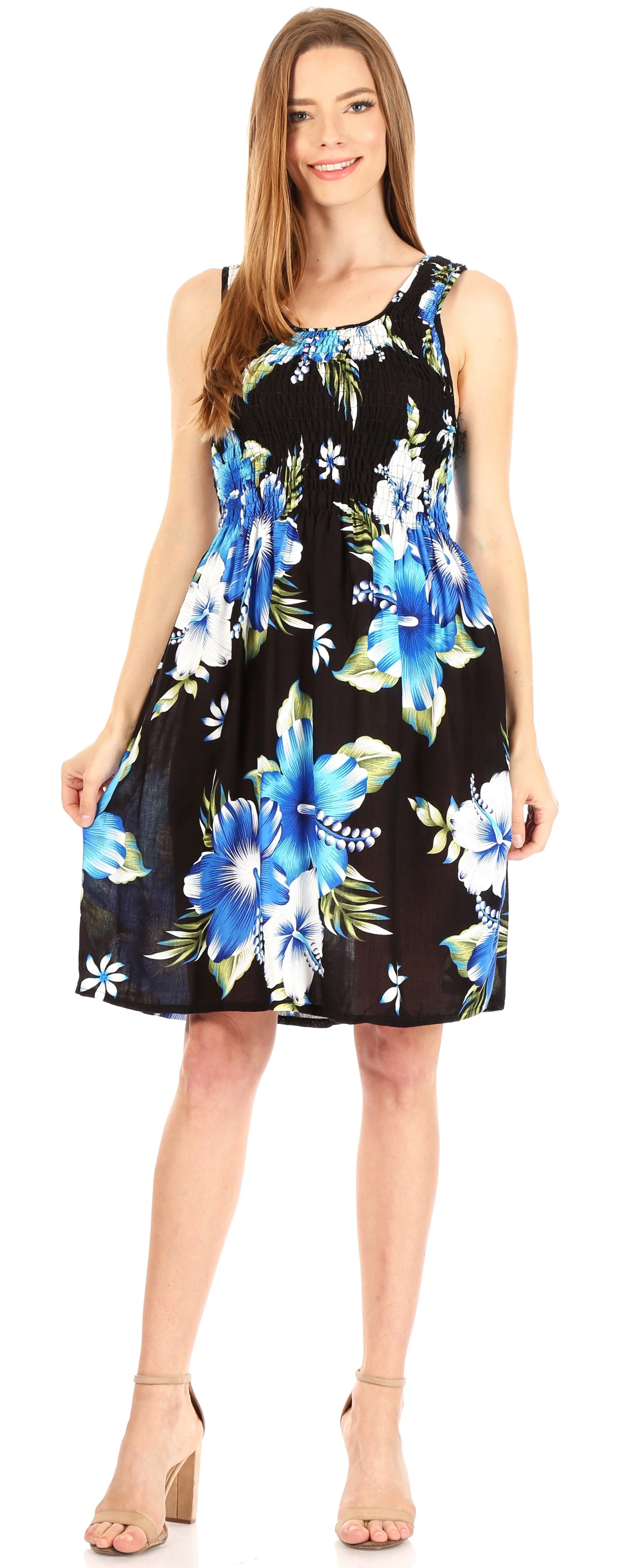 Sakkas Murni Women's Casual Summer Cocktail Elastic Stretchy Floral Print Dress - Image 5