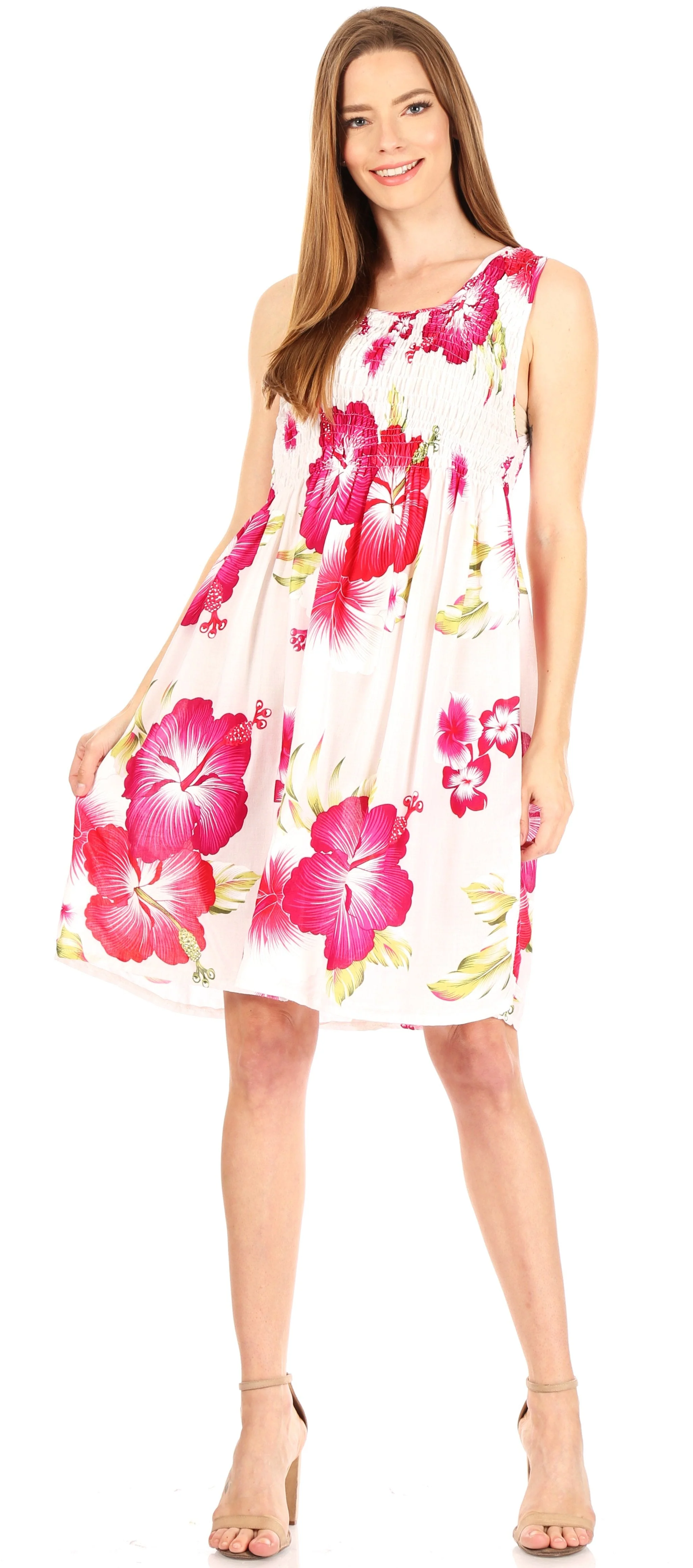 Sakkas Murni Women's Casual Summer Cocktail Elastic Stretchy Floral Print Dress - Image 50