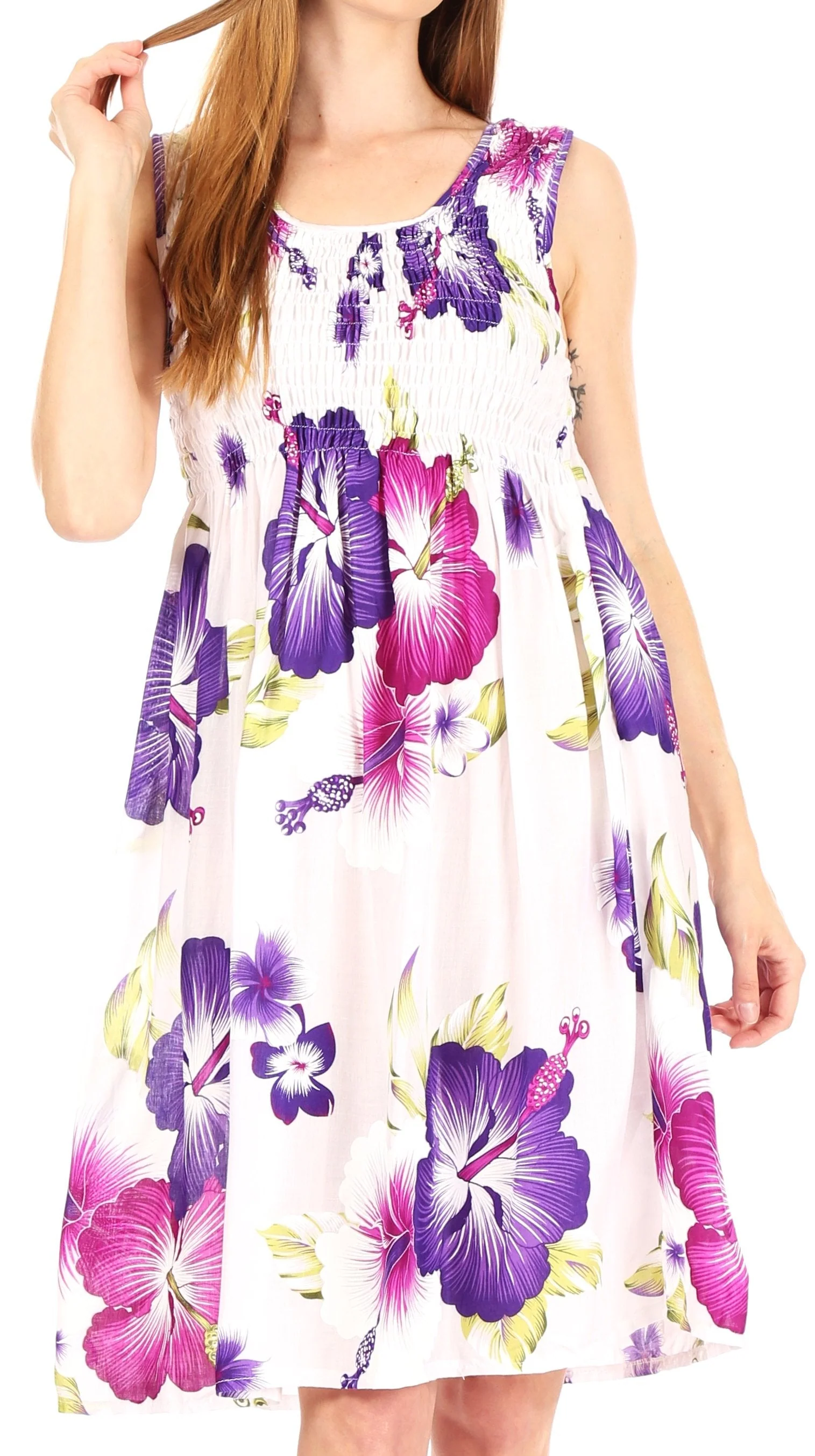 Sakkas Murni Women's Casual Summer Cocktail Elastic Stretchy Floral Print Dress - Image 51