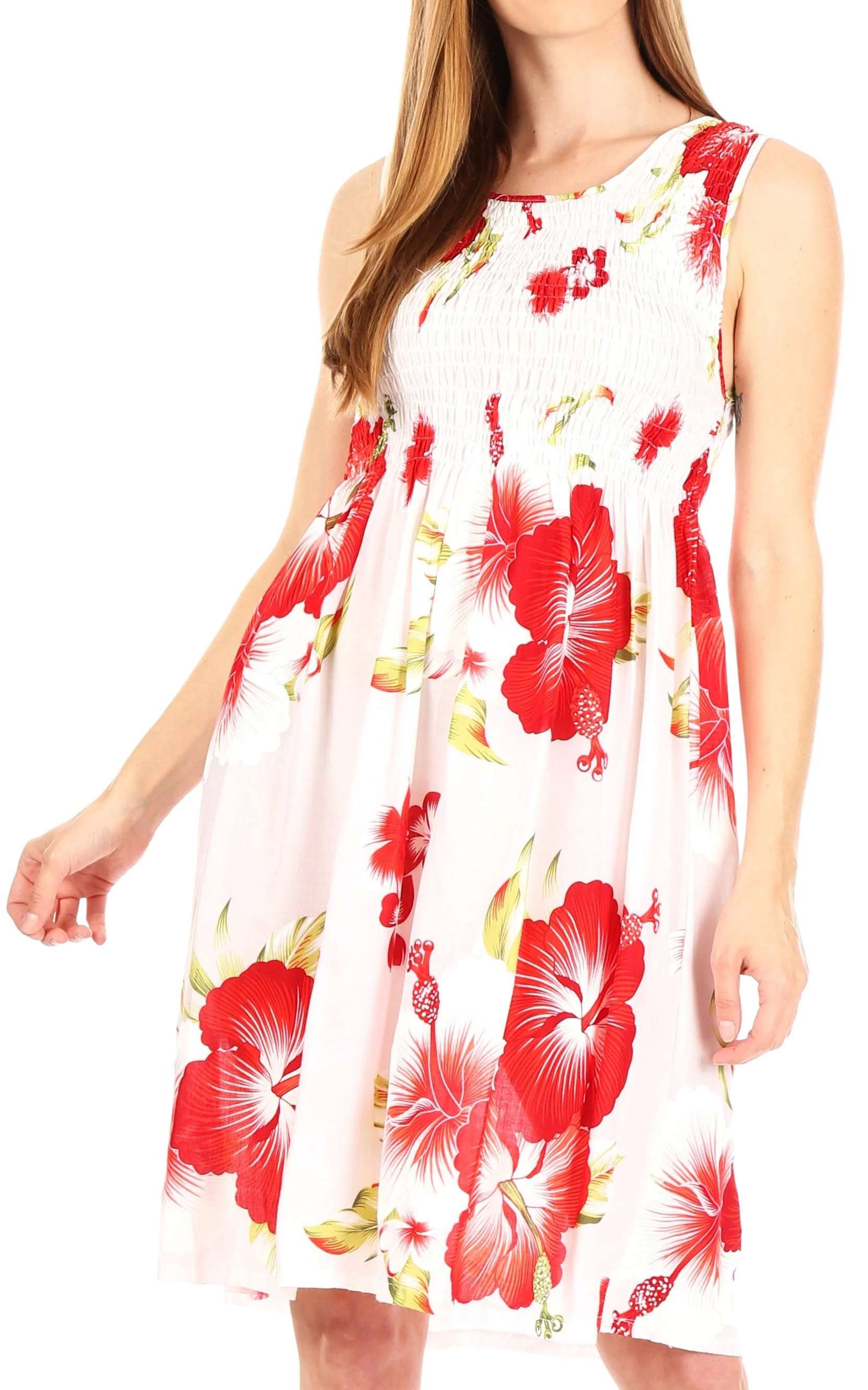 Sakkas Murni Women's Casual Summer Cocktail Elastic Stretchy Floral Print Dress - Image 56