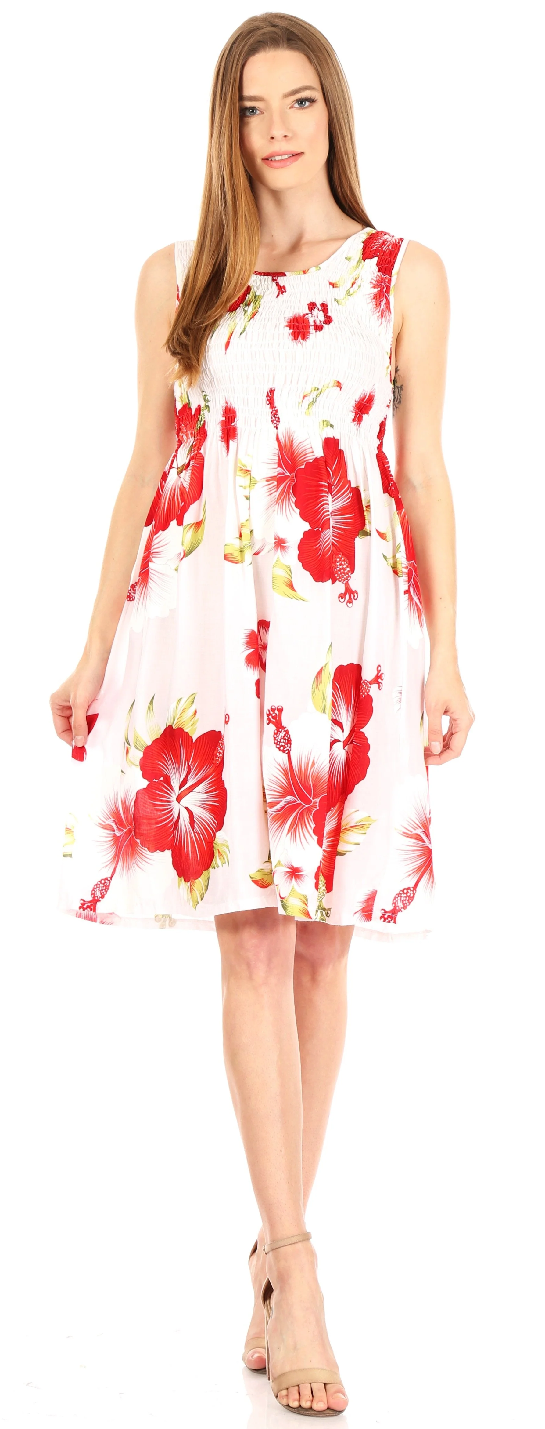 Sakkas Murni Women's Casual Summer Cocktail Elastic Stretchy Floral Print Dress - Image 60