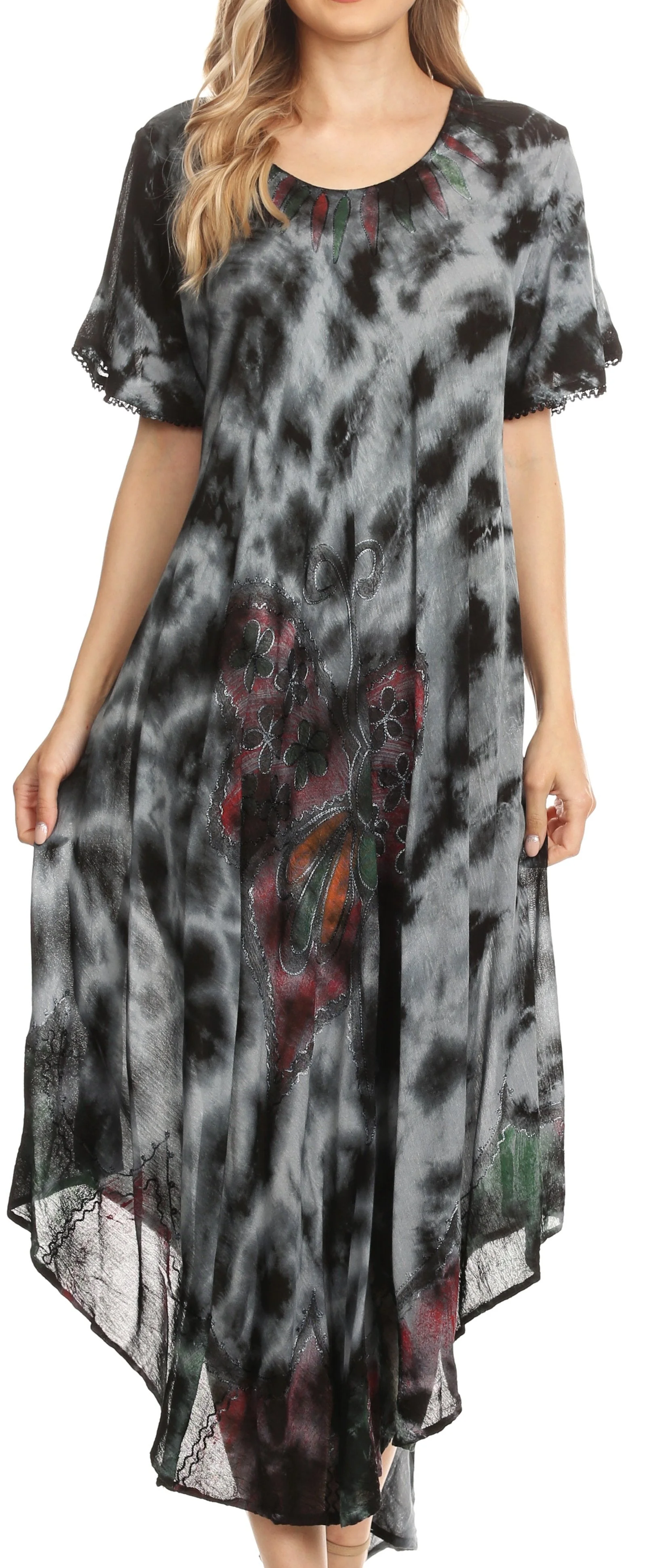 Sakkas Nalani Womens Flowy Caftan Tie Dye Summer Dress Cover up Relax Fit - Image 10