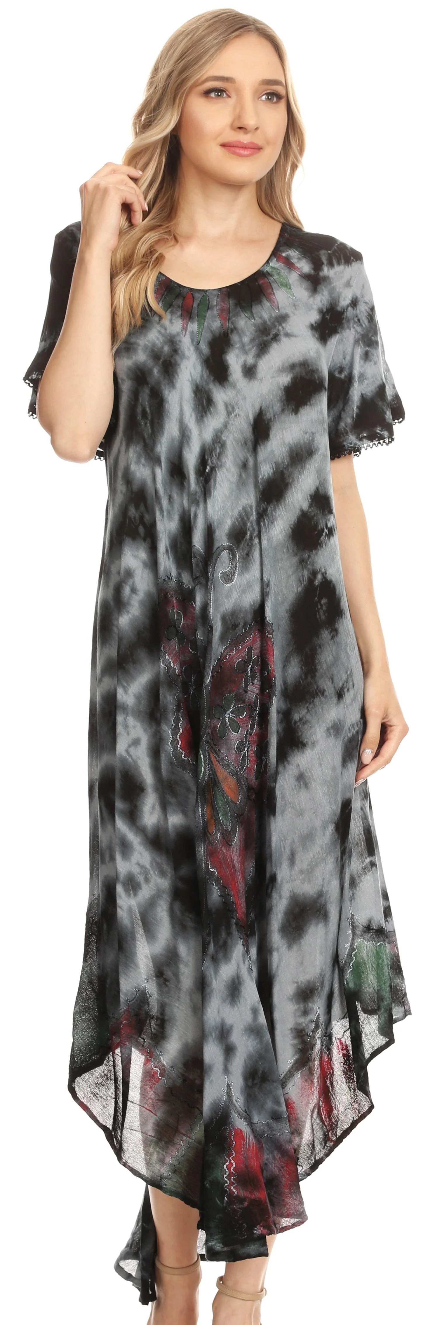 Sakkas Nalani Womens Flowy Caftan Tie Dye Summer Dress Cover up Relax Fit - Image 14