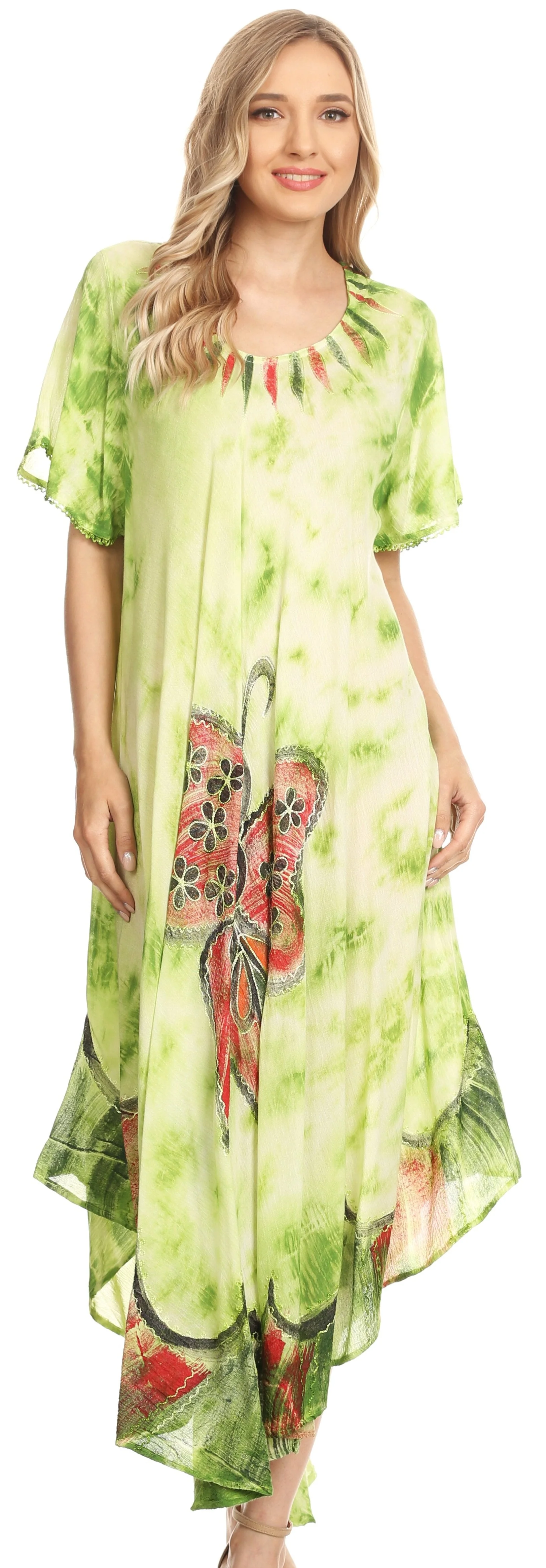 Sakkas Nalani Womens Flowy Caftan Tie Dye Summer Dress Cover up Relax Fit - Image 19
