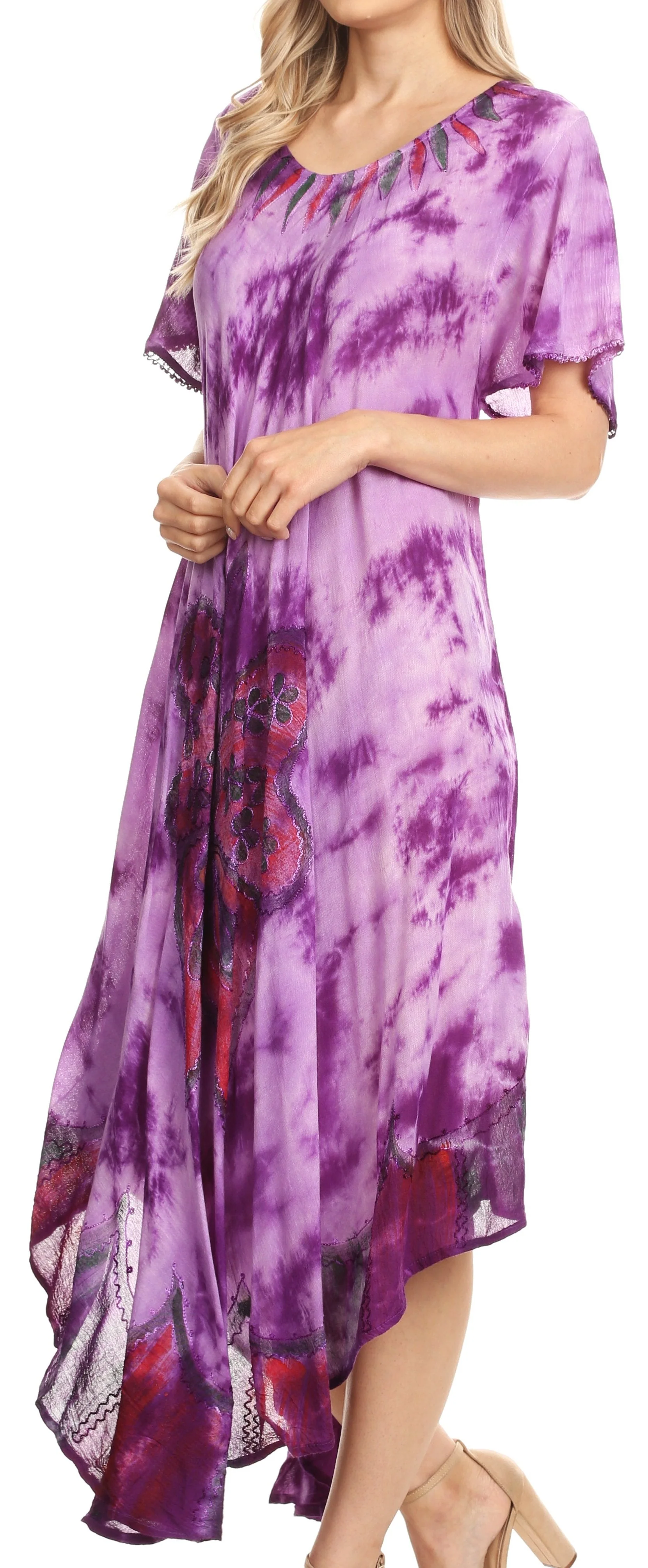 Sakkas Nalani Womens Flowy Caftan Tie Dye Summer Dress Cover up Relax Fit - Image 22