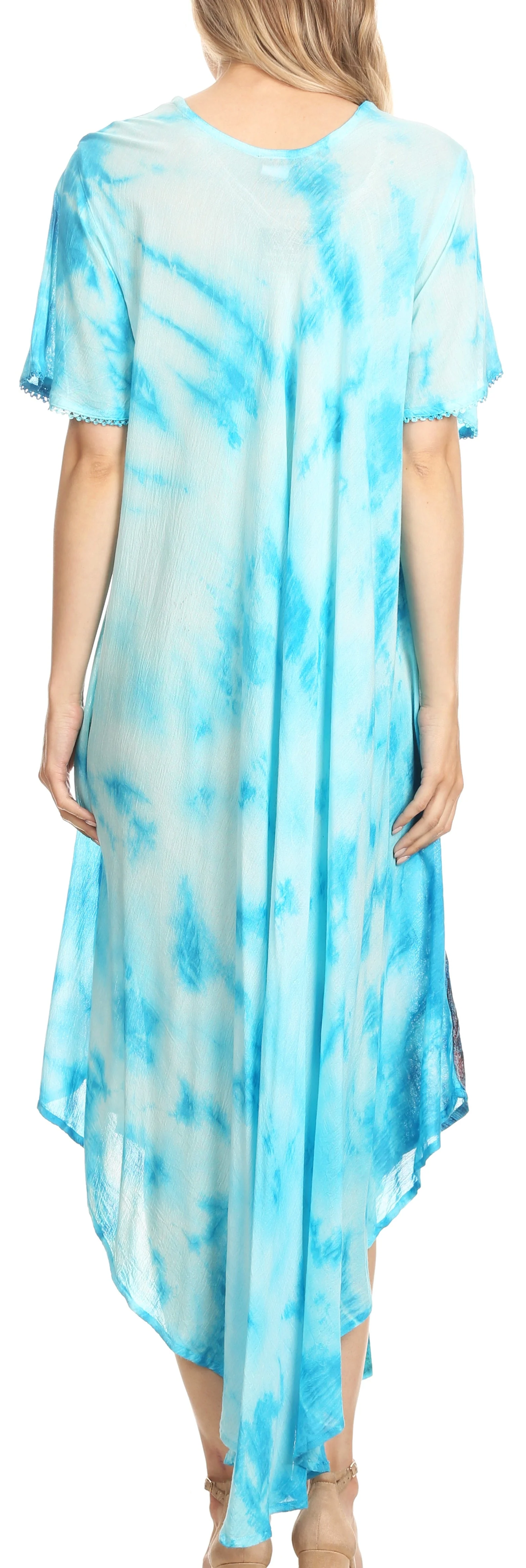Sakkas Nalani Womens Flowy Caftan Tie Dye Summer Dress Cover up Relax Fit - Image 26