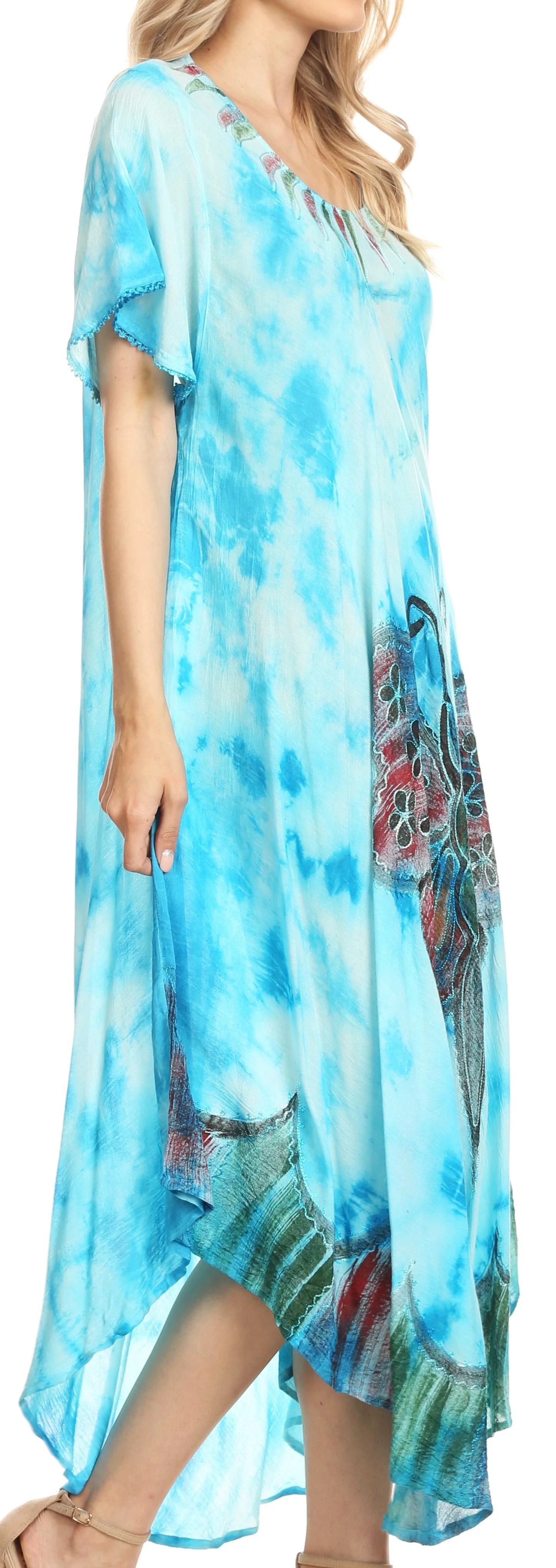 Sakkas Nalani Womens Flowy Caftan Tie Dye Summer Dress Cover up Relax Fit - Image 28