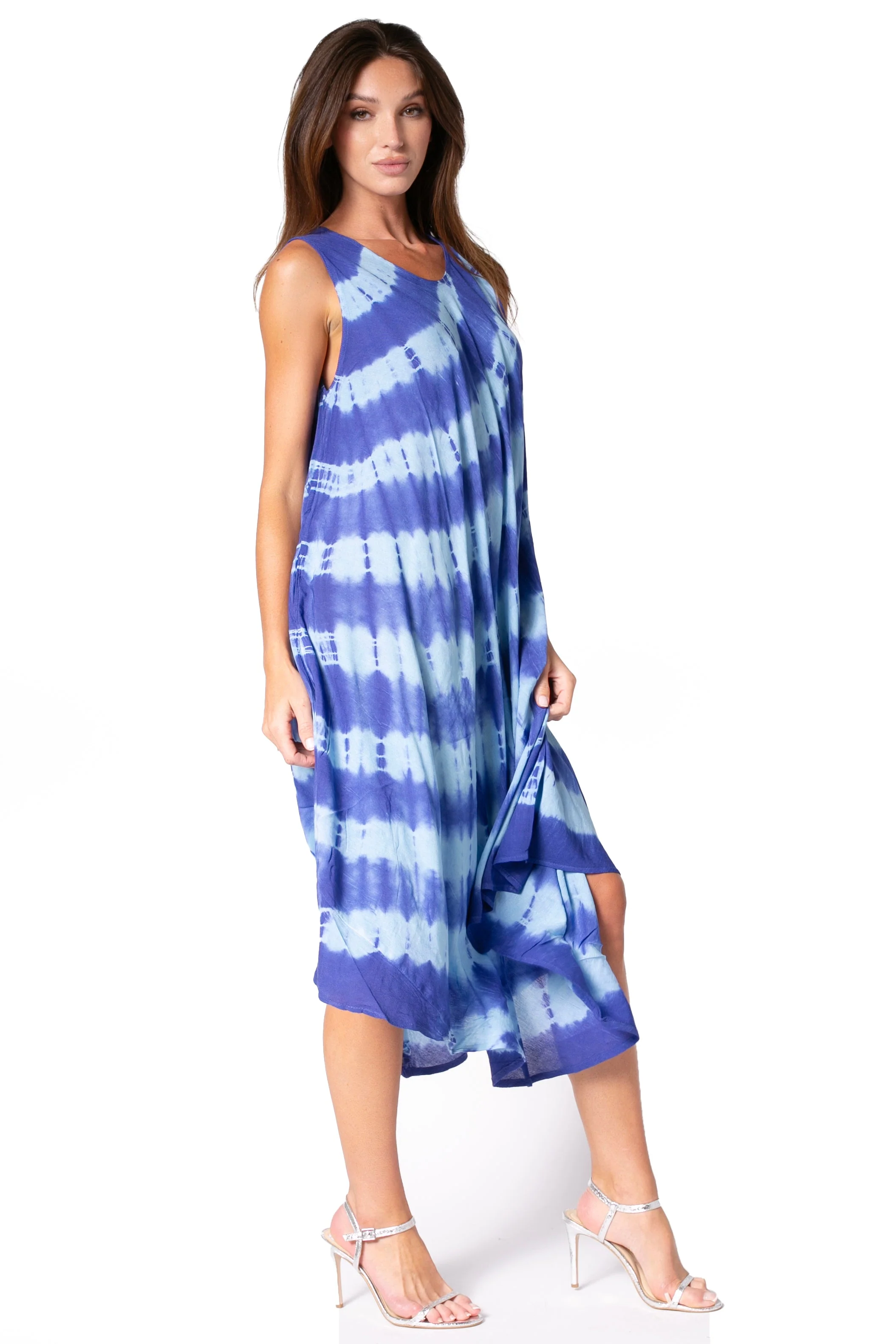 Sakkas Neja Women's Casual Maxi Summer Sleeveless Loose Fit Tie Dye Tank Dress - Image 104