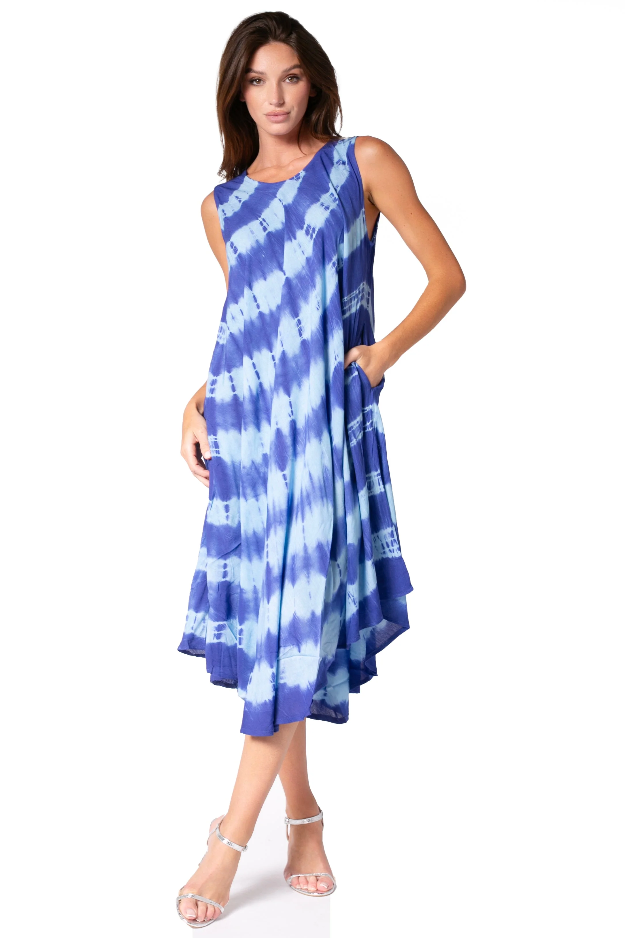 Sakkas Neja Women's Casual Maxi Summer Sleeveless Loose Fit Tie Dye Tank Dress - Image 105