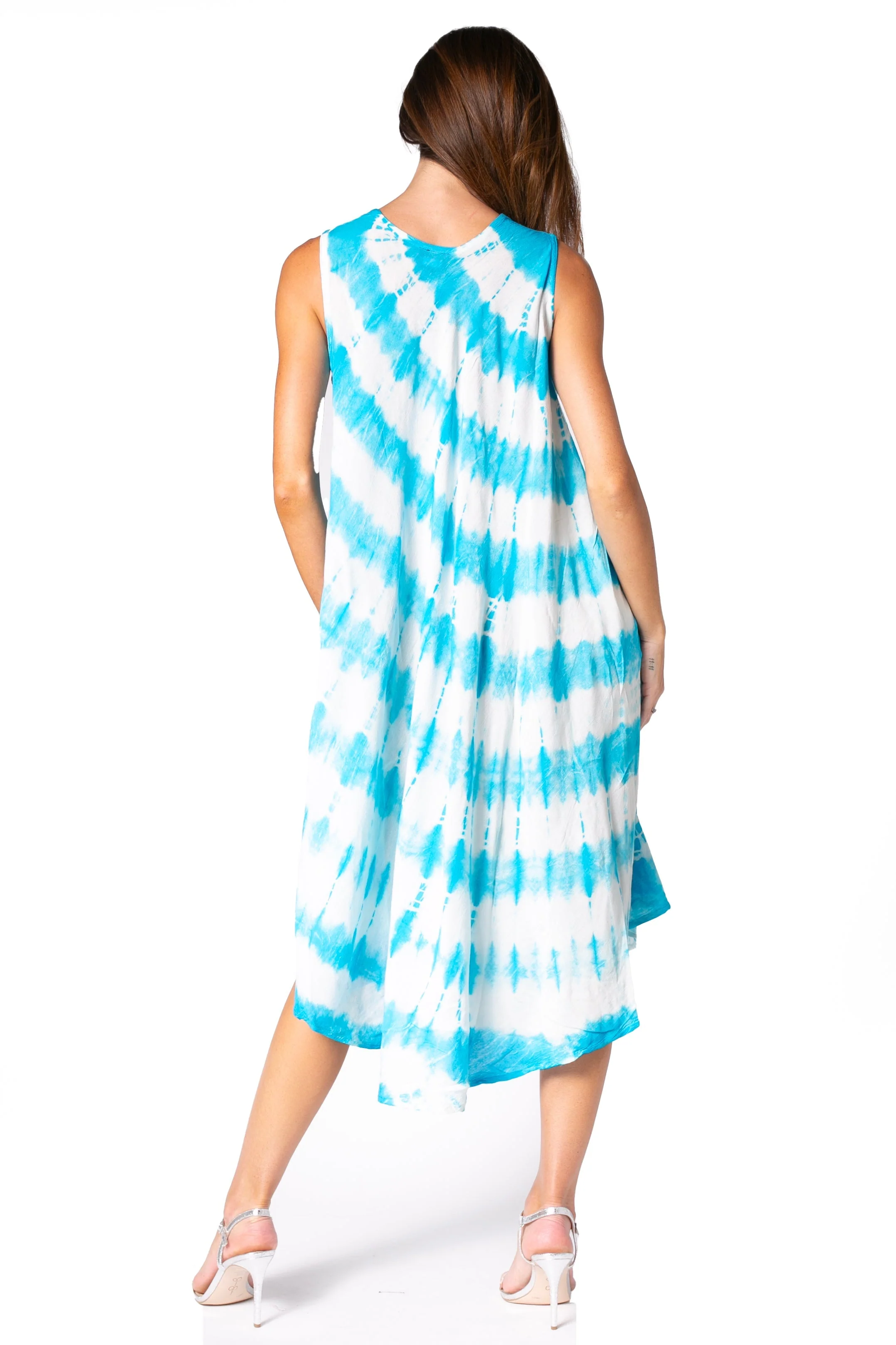 Sakkas Neja Women's Casual Maxi Summer Sleeveless Loose Fit Tie Dye Tank Dress - Image 107