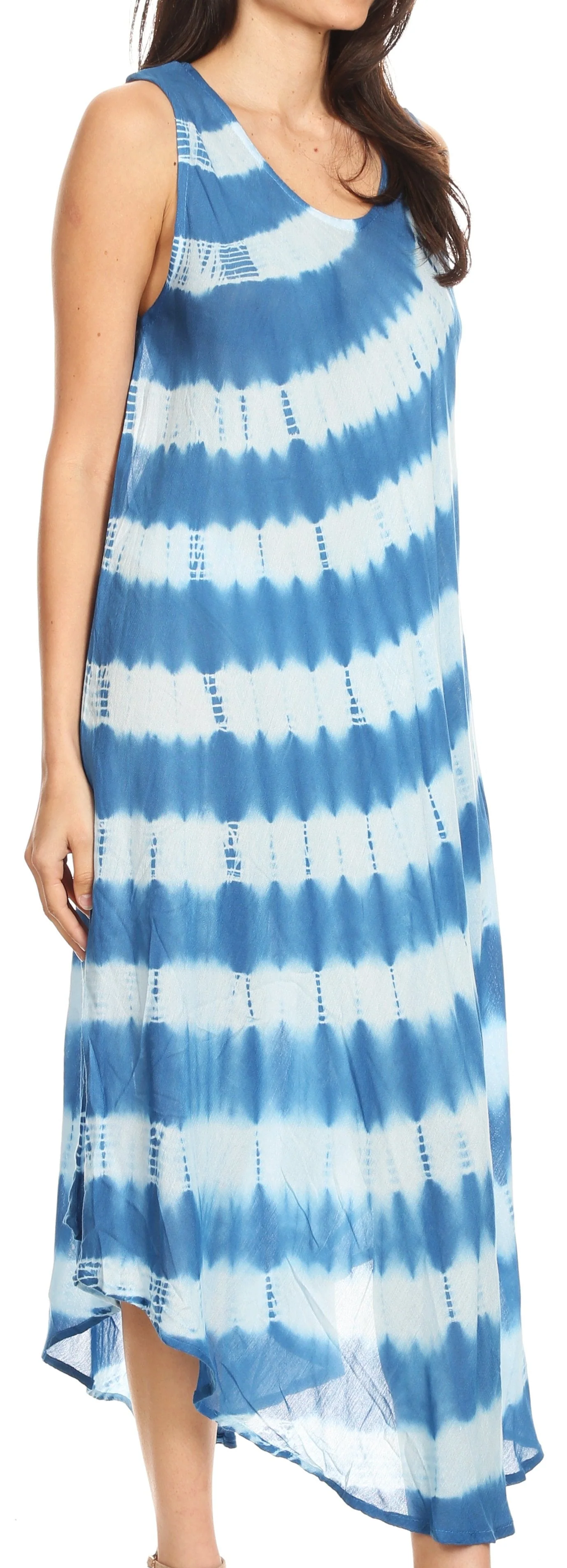 Sakkas Neja Women's Casual Maxi Summer Sleeveless Loose Fit Tie Dye Tank Dress - Image 113
