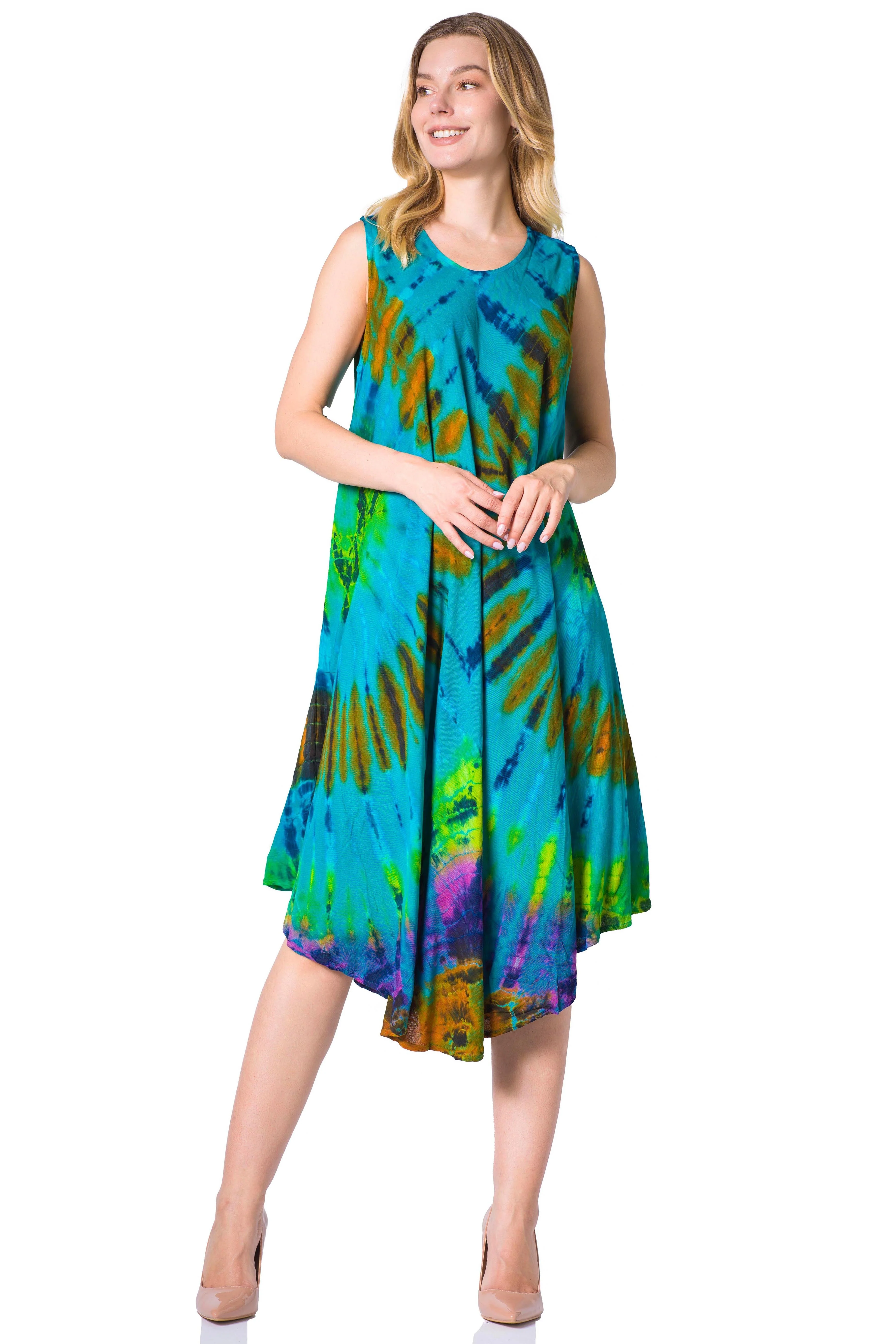 Sakkas Neja Women's Casual Maxi Summer Sleeveless Loose Fit Tie Dye Tank Dress - Image 20