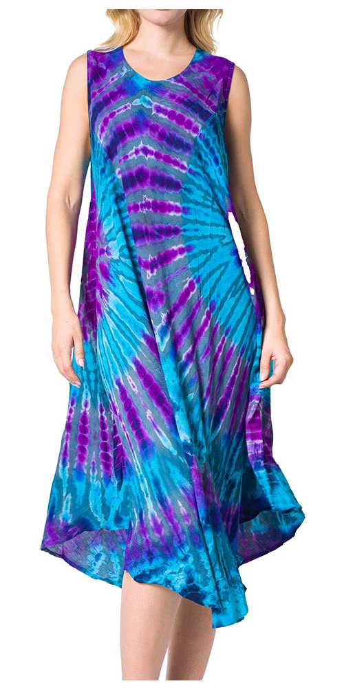 Sakkas Neja Women's Casual Maxi Summer Sleeveless Loose Fit Tie Dye Tank Dress - Image 21