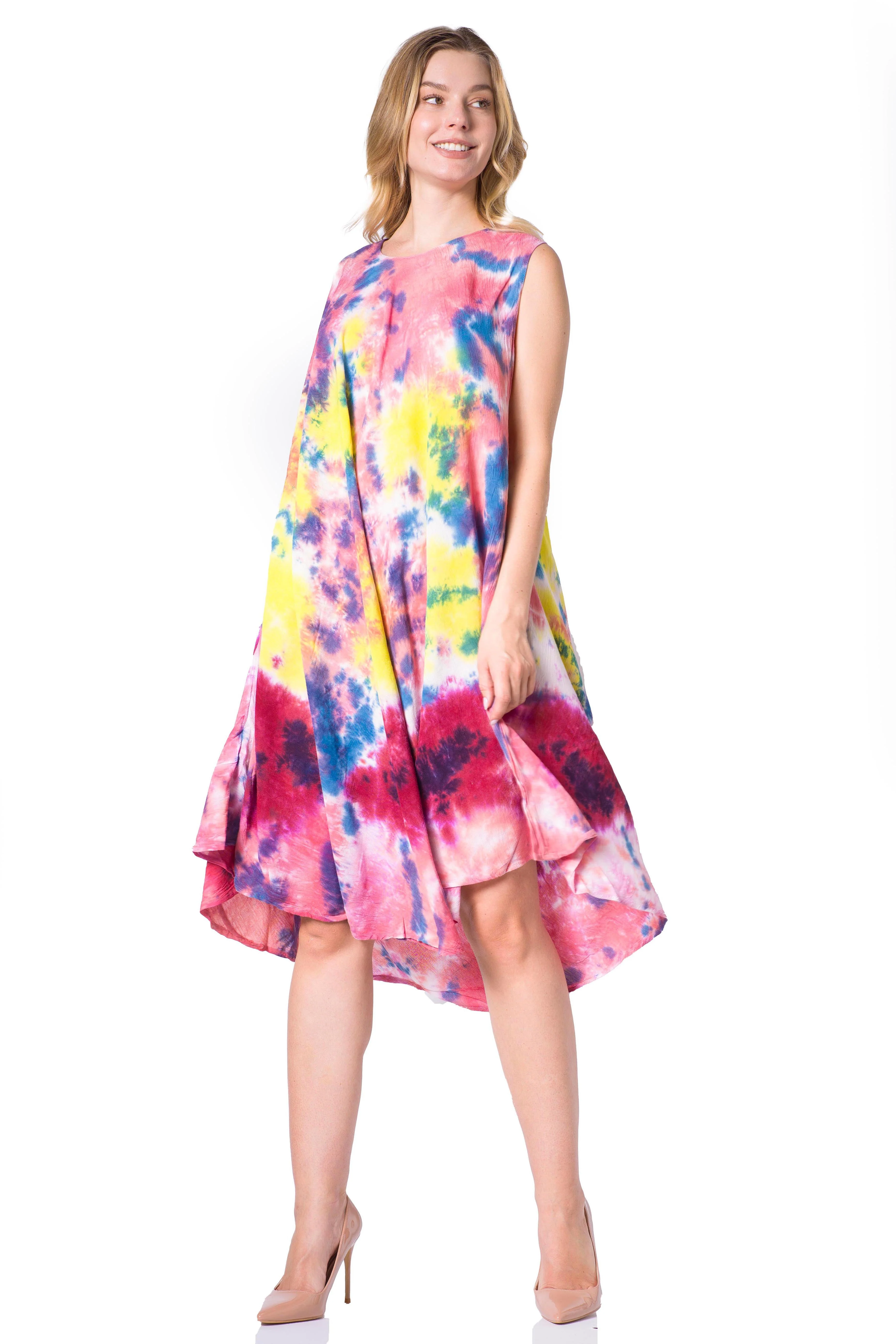 Sakkas Neja Women's Casual Maxi Summer Sleeveless Loose Fit Tie Dye Tank Dress - Image 28