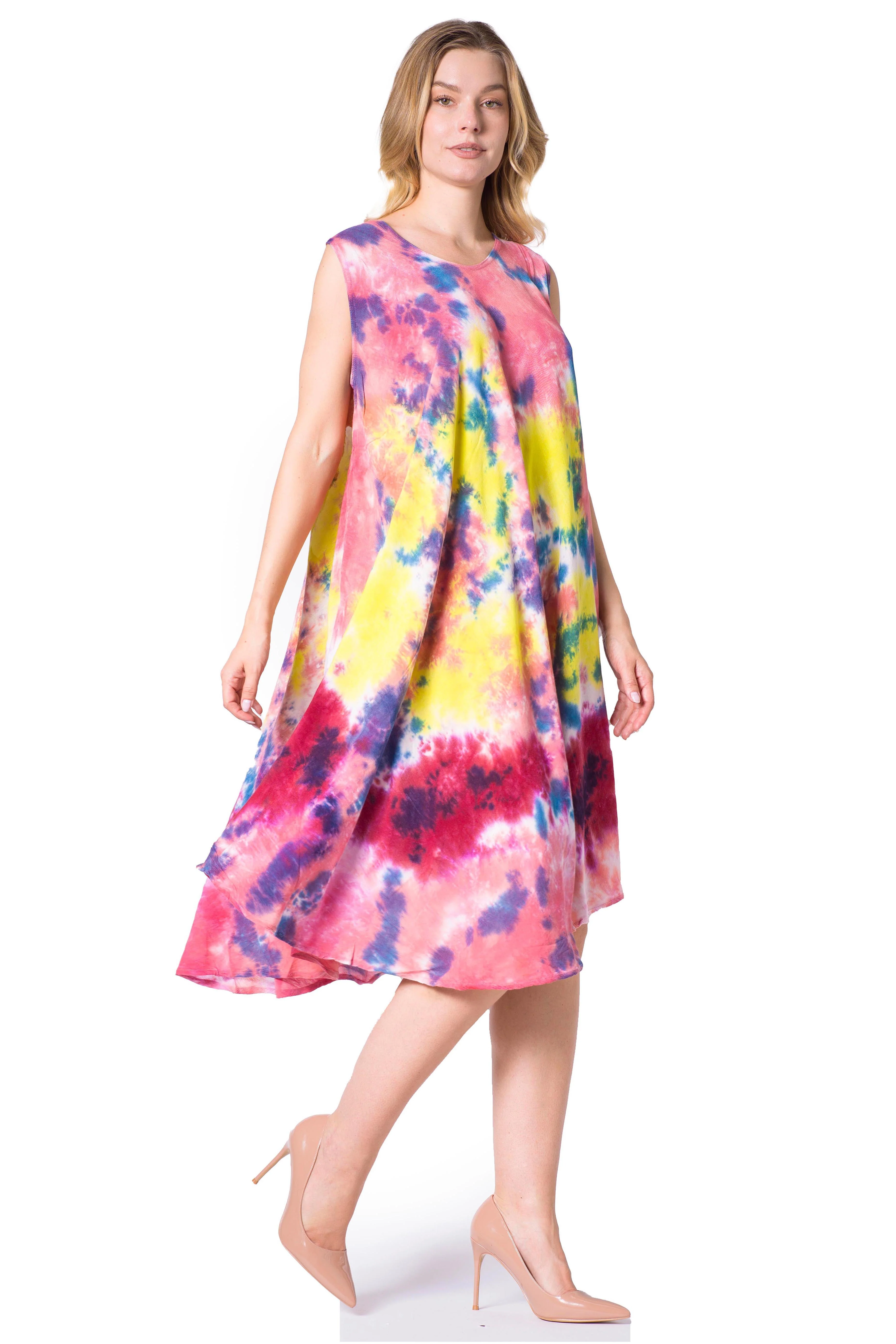 Sakkas Neja Women's Casual Maxi Summer Sleeveless Loose Fit Tie Dye Tank Dress - Image 29