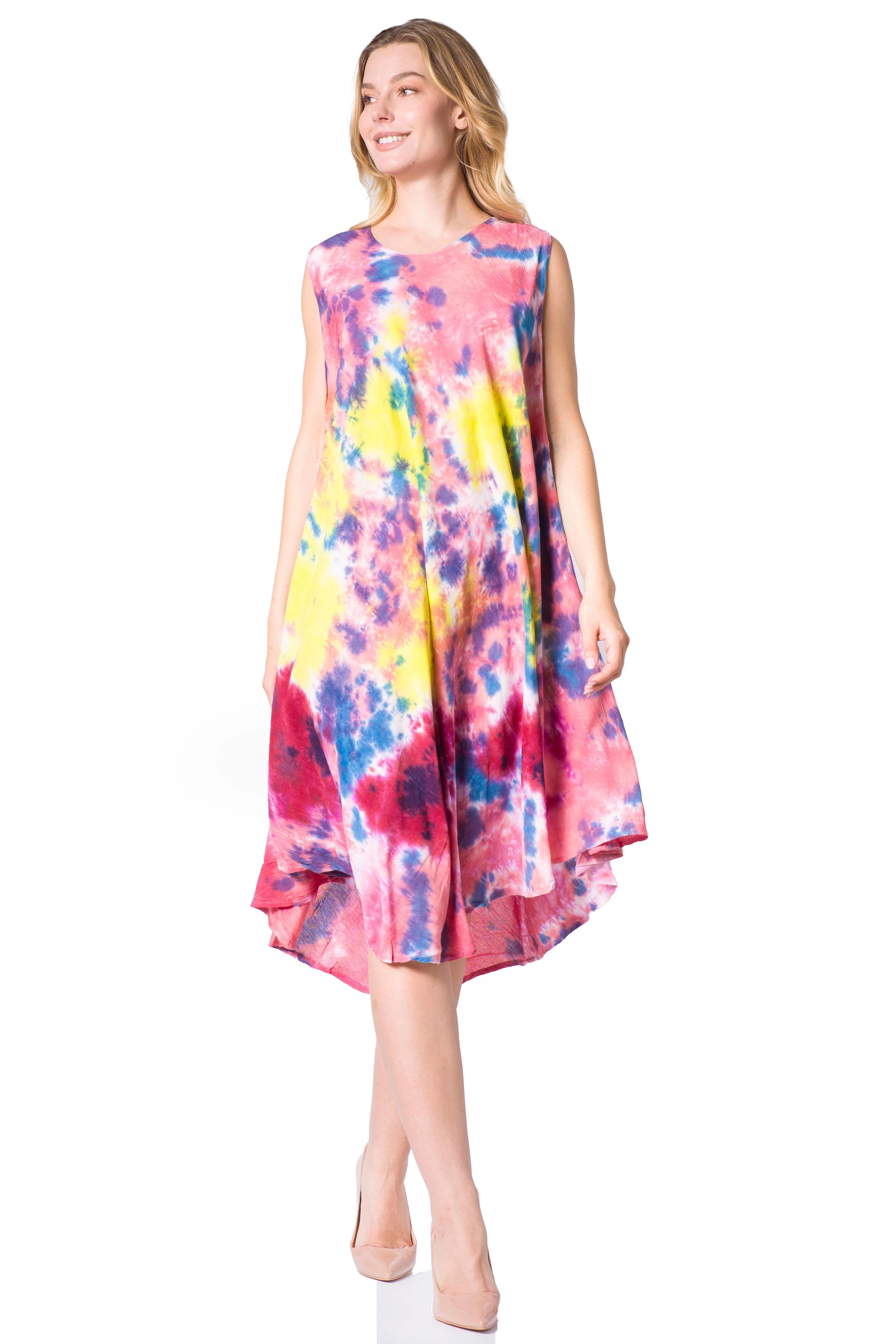 Sakkas Neja Women's Casual Maxi Summer Sleeveless Loose Fit Tie Dye Tank Dress - Image 30