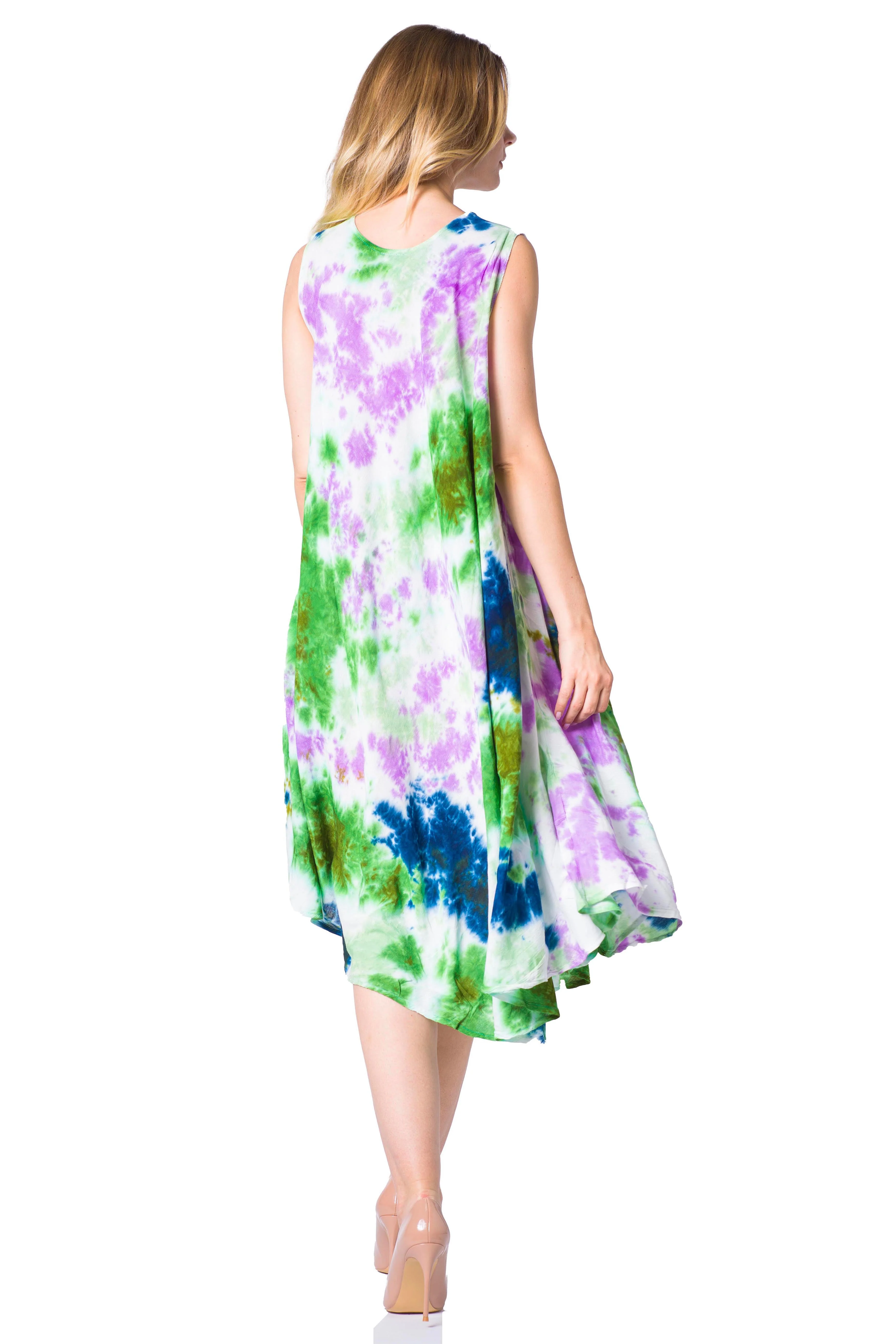 Sakkas Neja Women's Casual Maxi Summer Sleeveless Loose Fit Tie Dye Tank Dress - Image 32