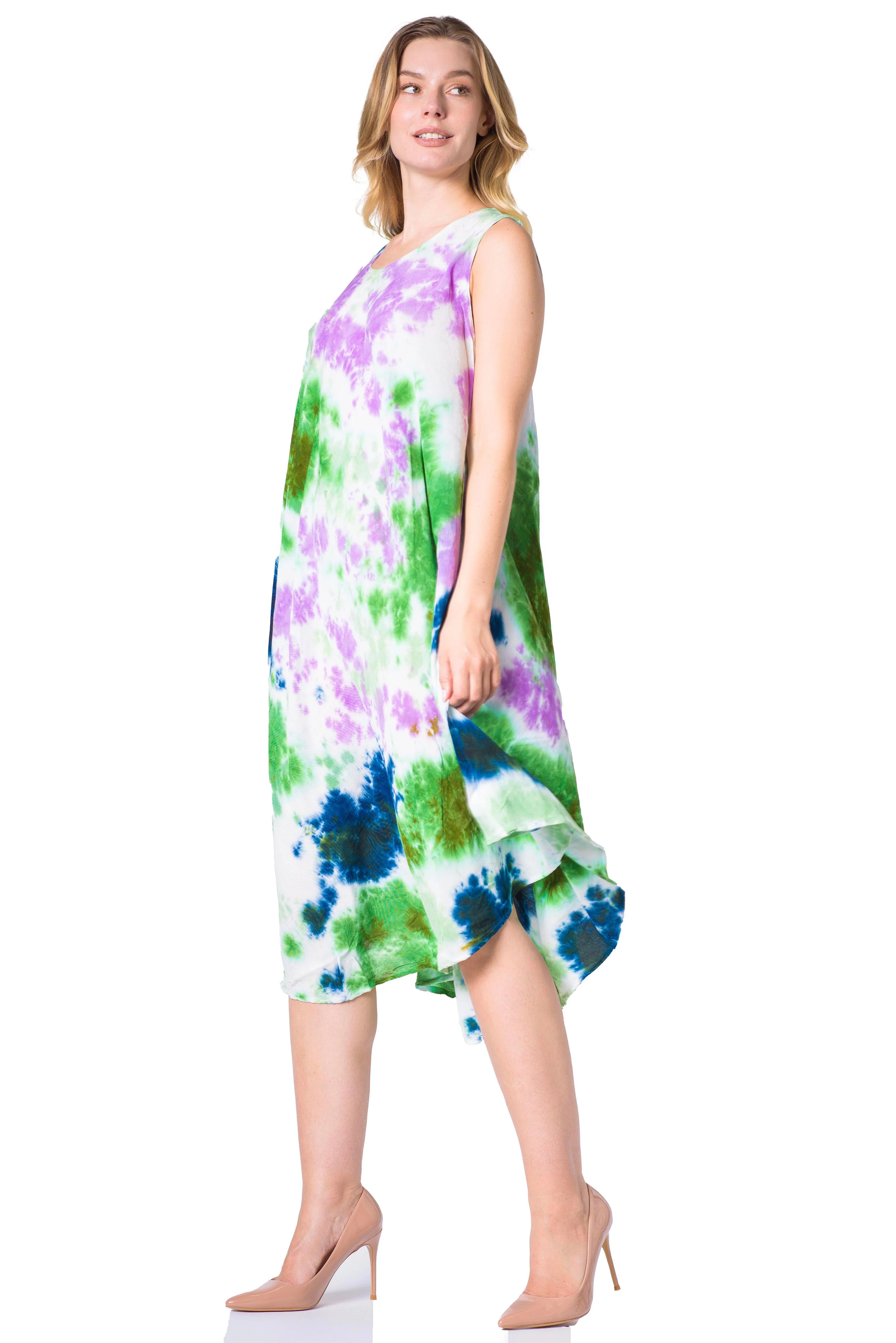 Sakkas Neja Women's Casual Maxi Summer Sleeveless Loose Fit Tie Dye Tank Dress - Image 33