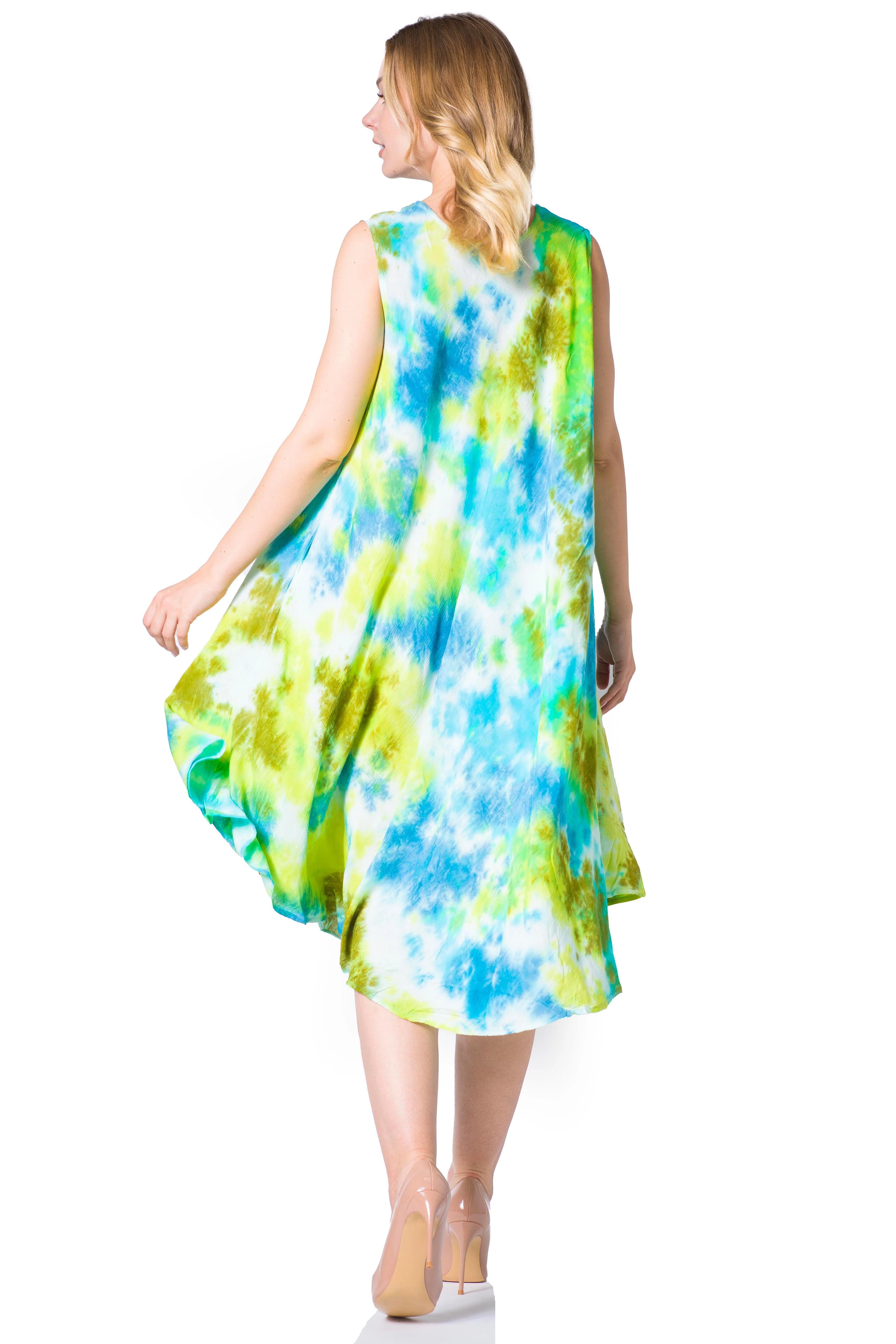 Sakkas Neja Women's Casual Maxi Summer Sleeveless Loose Fit Tie Dye Tank Dress - Image 37