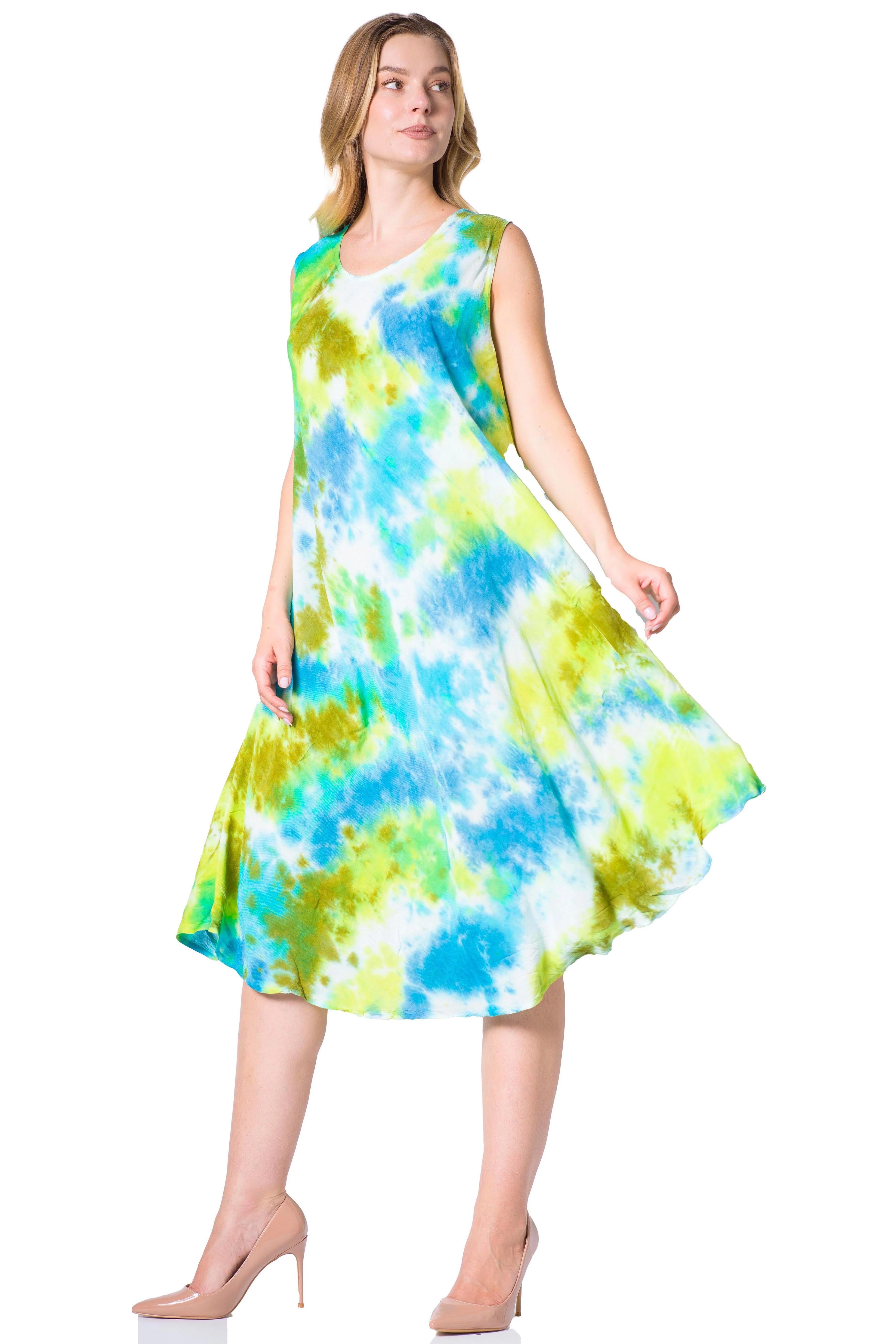Sakkas Neja Women's Casual Maxi Summer Sleeveless Loose Fit Tie Dye Tank Dress - Image 38