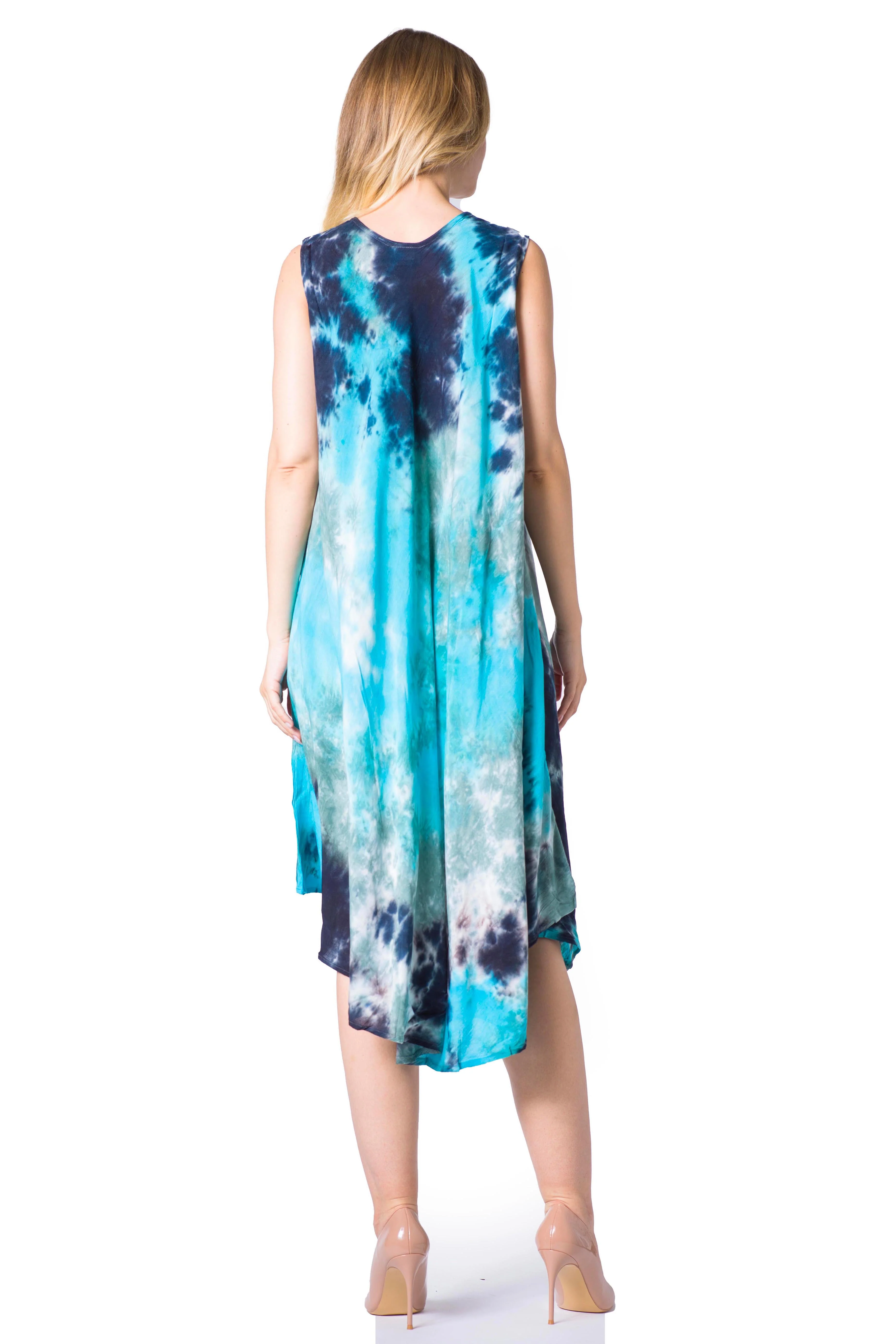 Sakkas Neja Women's Casual Maxi Summer Sleeveless Loose Fit Tie Dye Tank Dress - Image 42