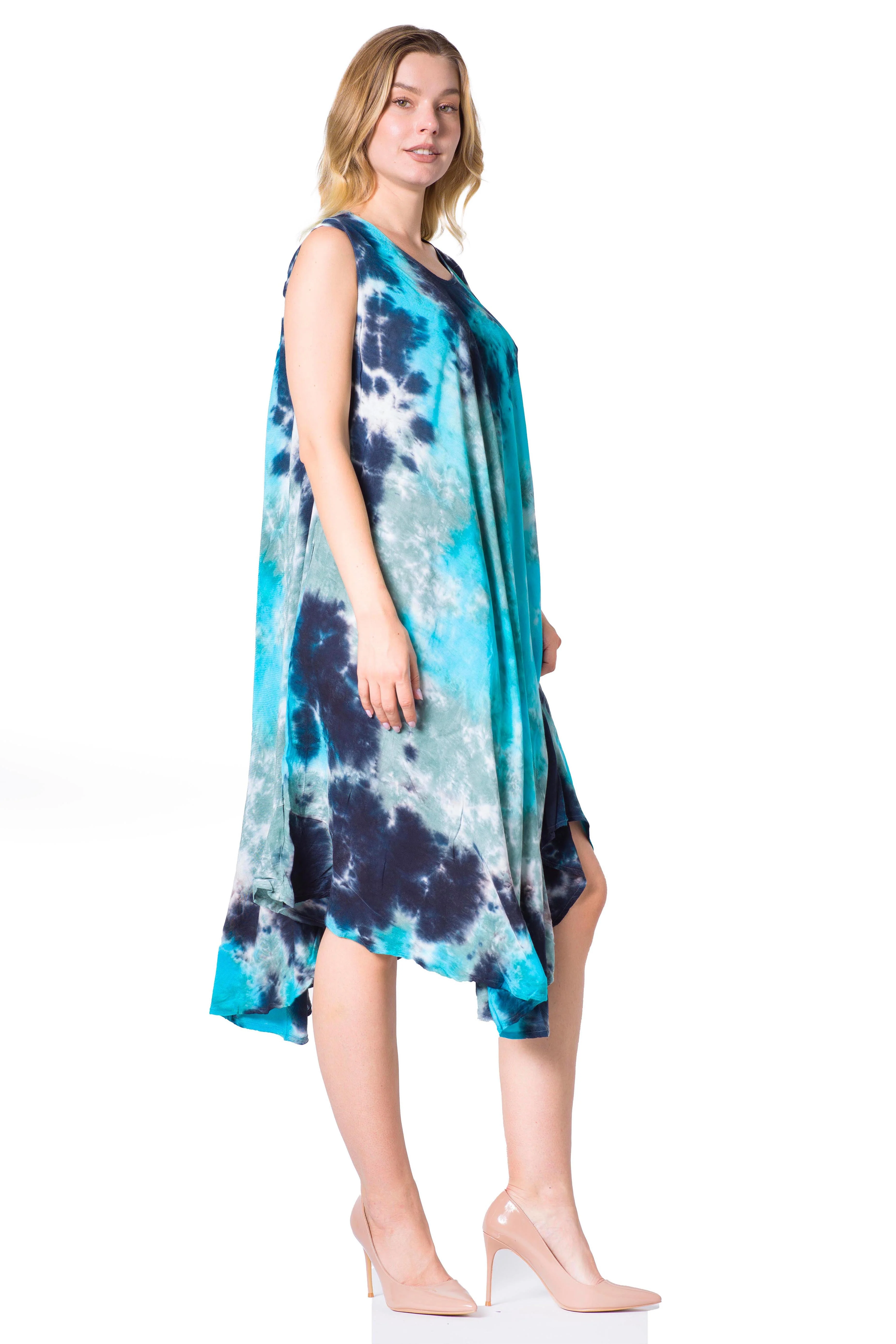 Sakkas Neja Women's Casual Maxi Summer Sleeveless Loose Fit Tie Dye Tank Dress - Image 44