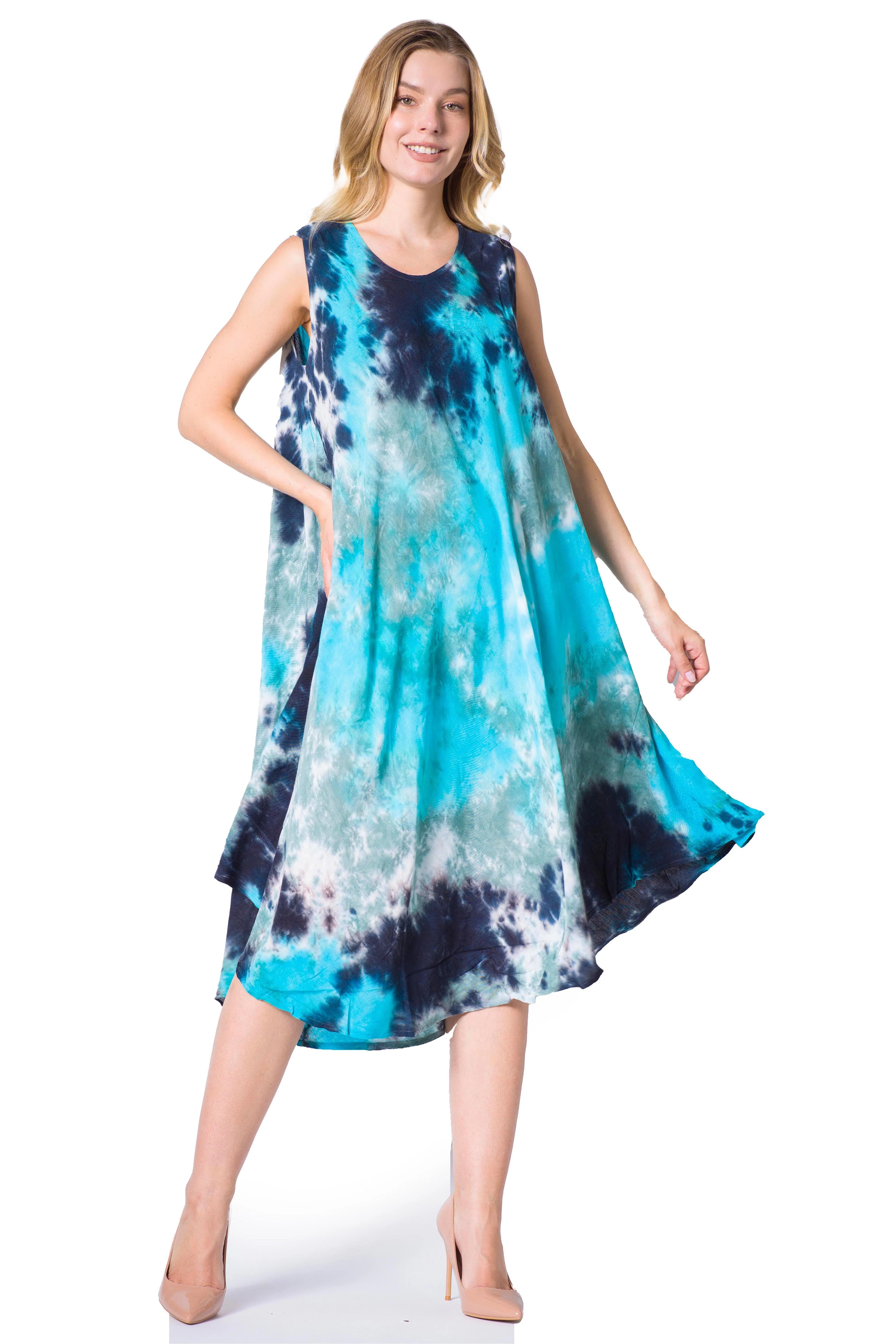Sakkas Neja Women's Casual Maxi Summer Sleeveless Loose Fit Tie Dye Tank Dress - Image 45