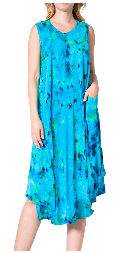 Sakkas Neja Women's Casual Maxi Summer Sleeveless Loose Fit Tie Dye Tank Dress - Image 46