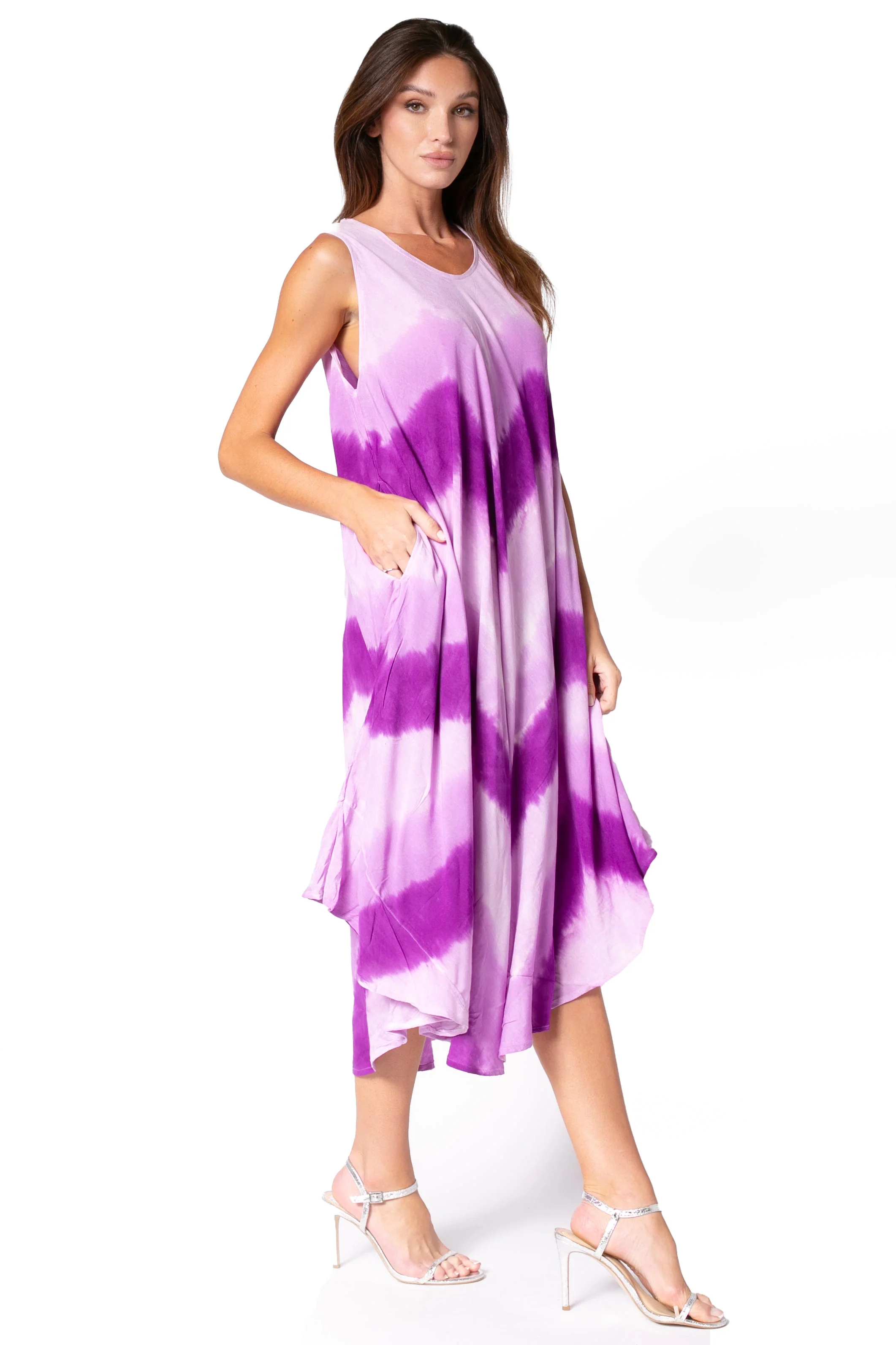 Sakkas Neja Women's Casual Maxi Summer Sleeveless Loose Fit Tie Dye Tank Dress - Image 59