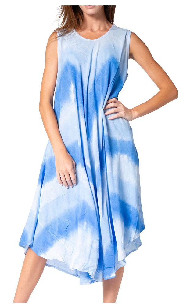 Sakkas Neja Women's Casual Maxi Summer Sleeveless Loose Fit Tie Dye Tank Dress - Image 61