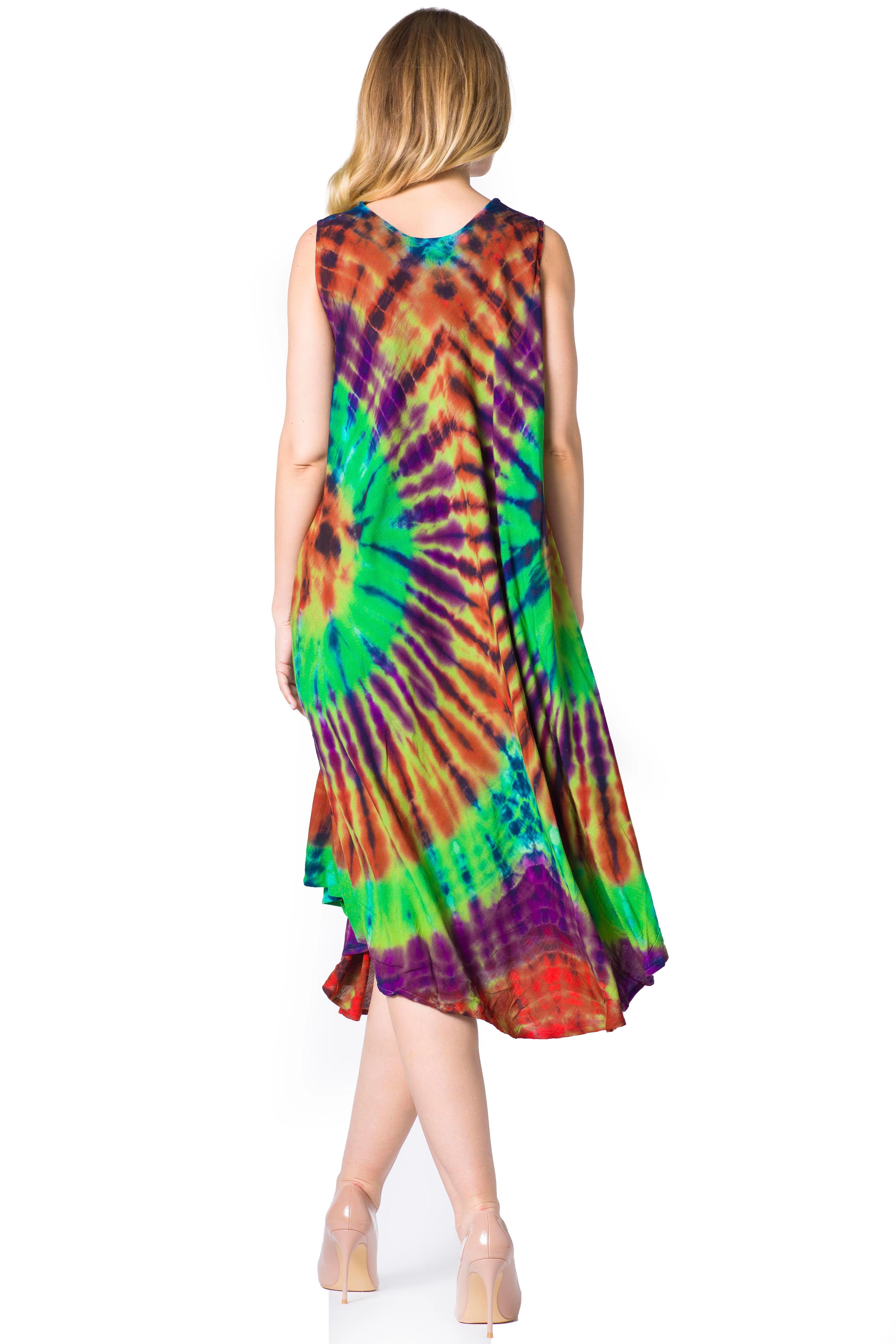Sakkas Neja Women's Casual Maxi Summer Sleeveless Loose Fit Tie Dye Tank Dress - Image 7